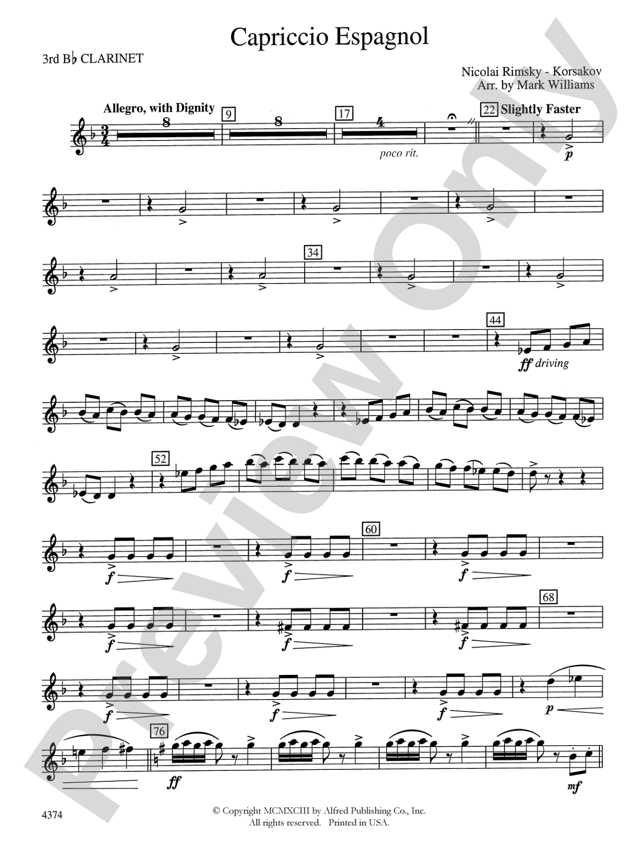Capriccio Espagnol: 3rd B-flat Clarinet