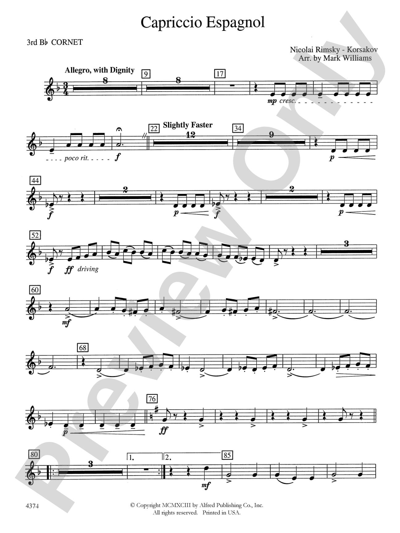 Capriccio Espagnol: 3rd B-flat Cornet