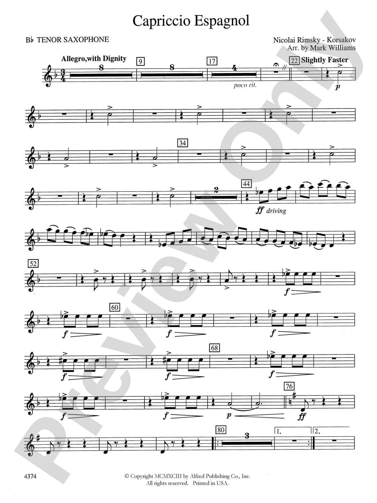 Capriccio Espagnol: B-flat Tenor Saxophone