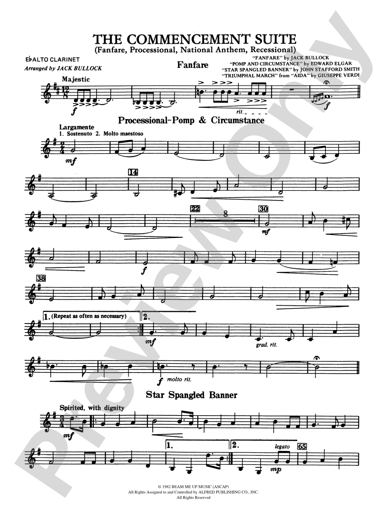 Commencement Suite (featuring a Fanfare, Processional, The National Anthem and a Recessional): E-flat Alto Clarinet