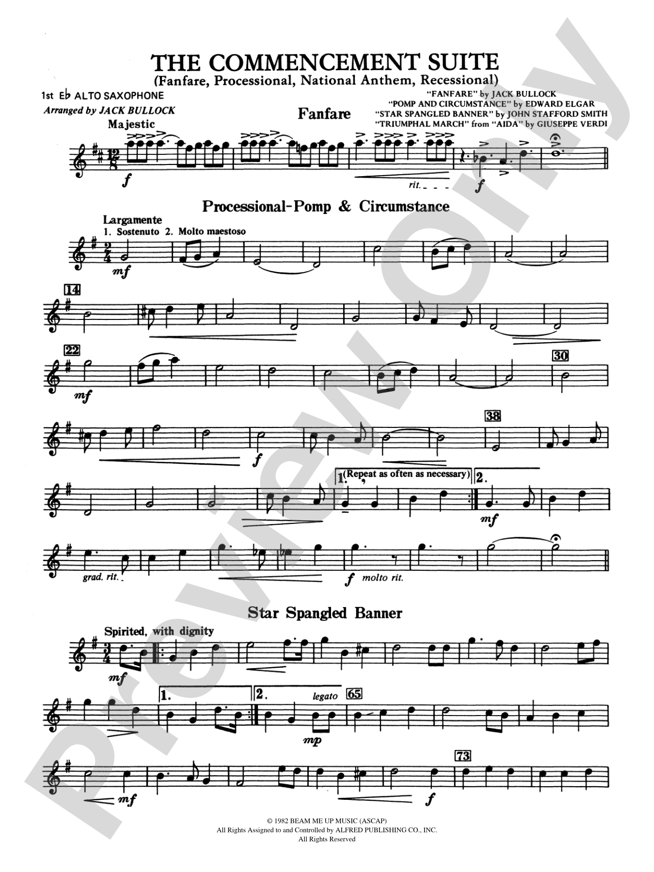 Commencement Suite (featuring a Fanfare, Processional, The National Anthem and a Recessional): E-flat Alto Saxophone