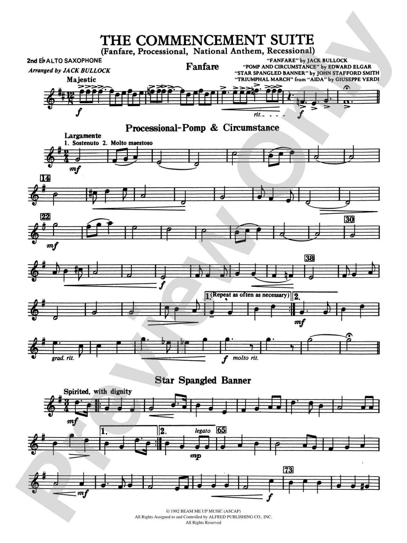 Commencement Suite (featuring a Fanfare, Processional, The National Anthem and a Recessional): 2nd E-flat Alto Saxophone
