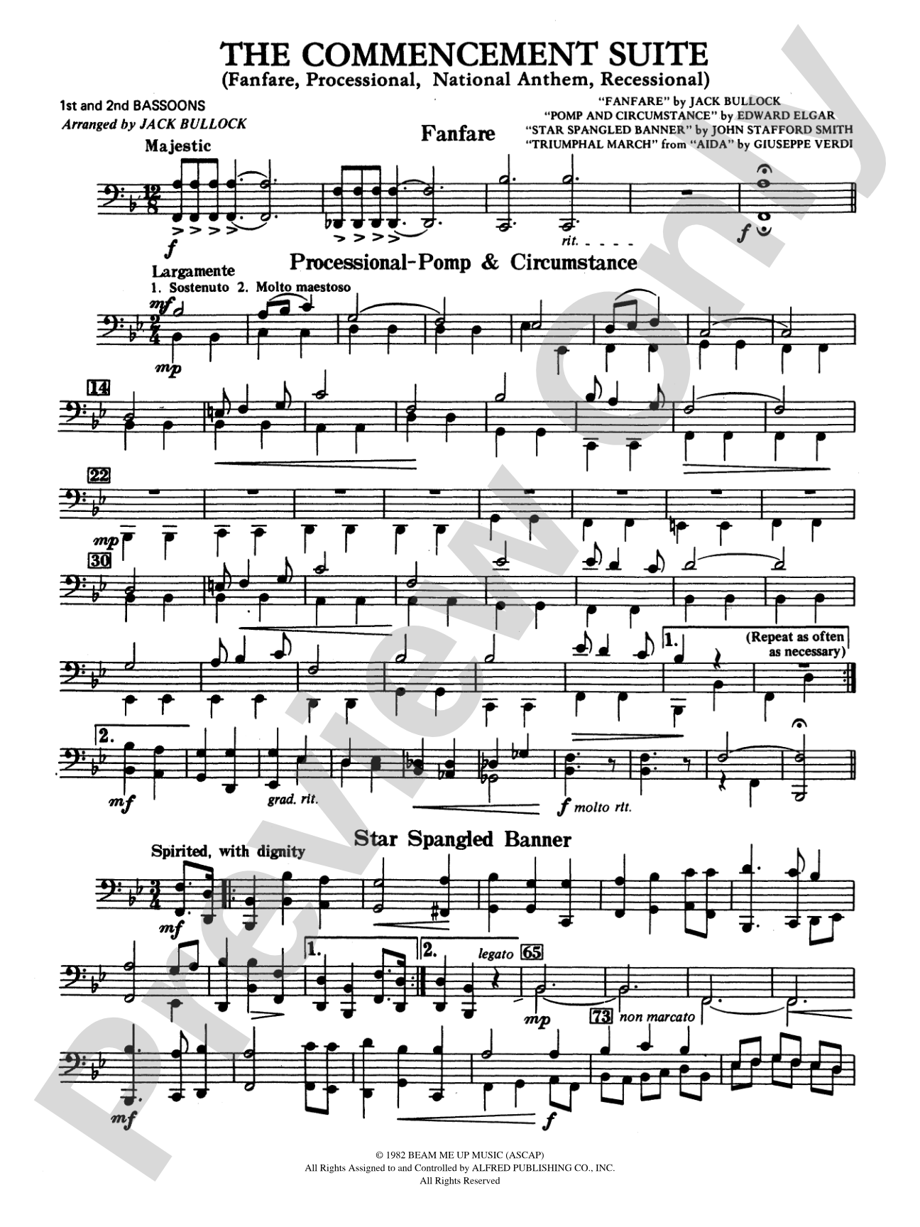 Commencement Suite (featuring a Fanfare, Processional, The National Anthem and a Recessional): Bassoon