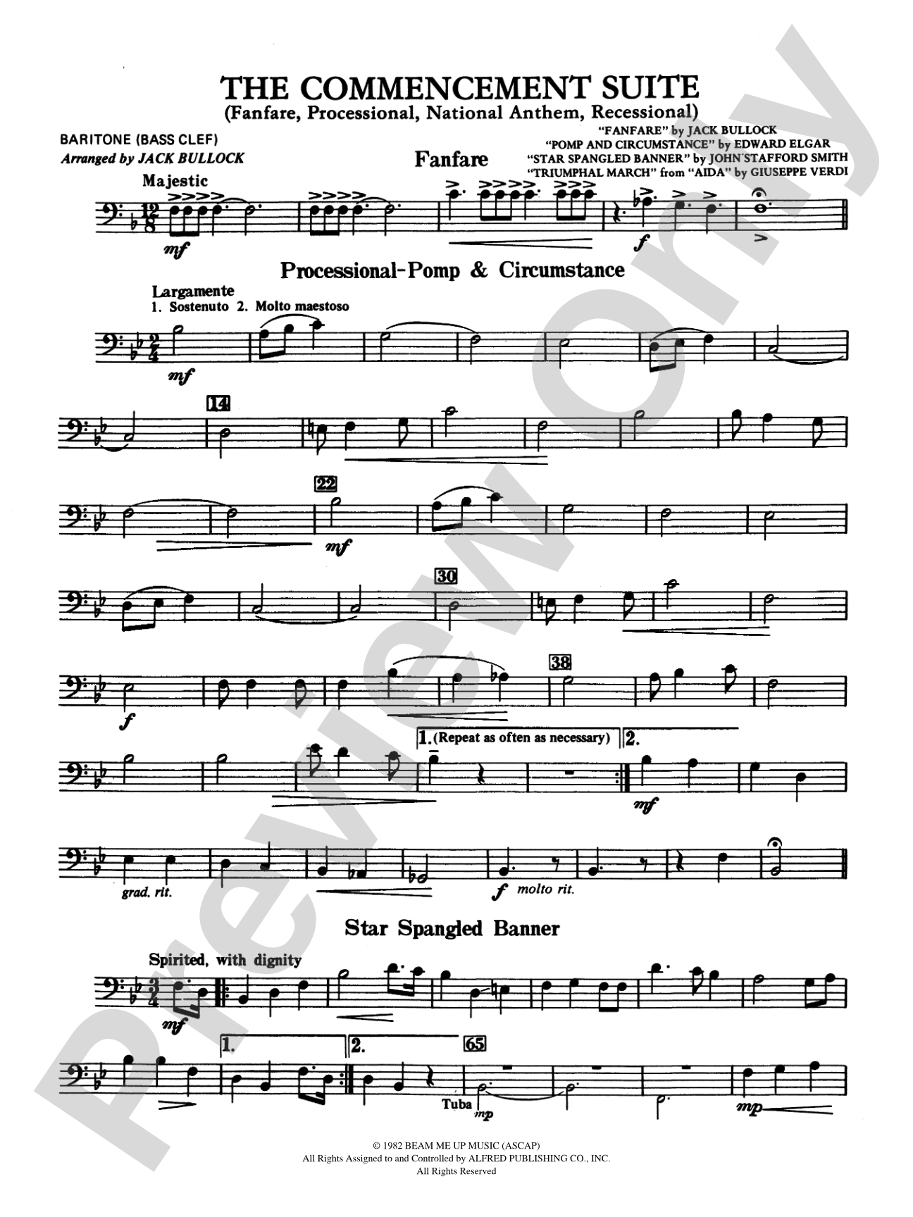Commencement Suite (featuring a Fanfare, Processional, The National Anthem and a Recessional): Baritone B.C.