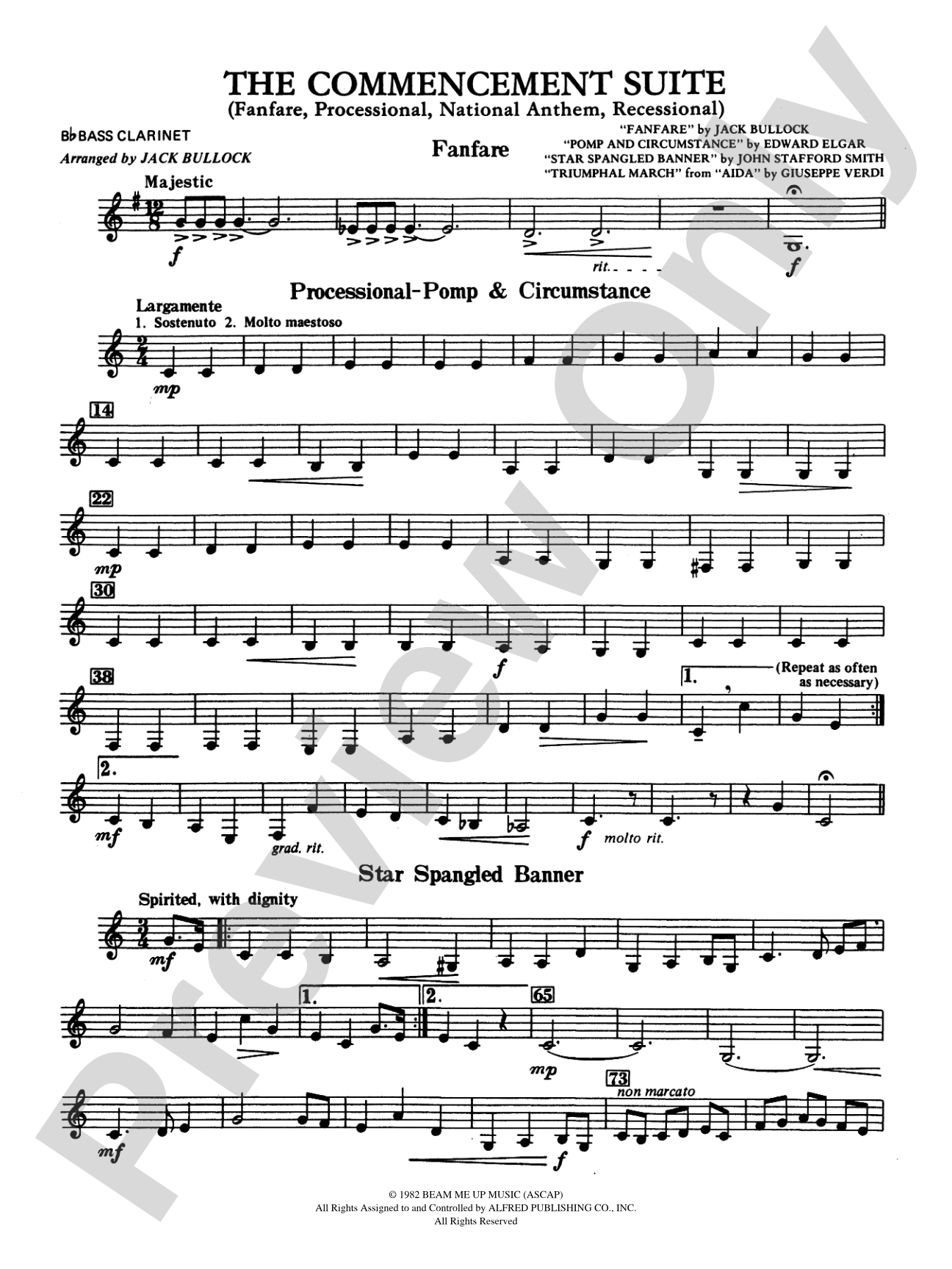 Commencement Suite (featuring a Fanfare, Processional, The National Anthem and a Recessional): B-flat Bass Clarinet