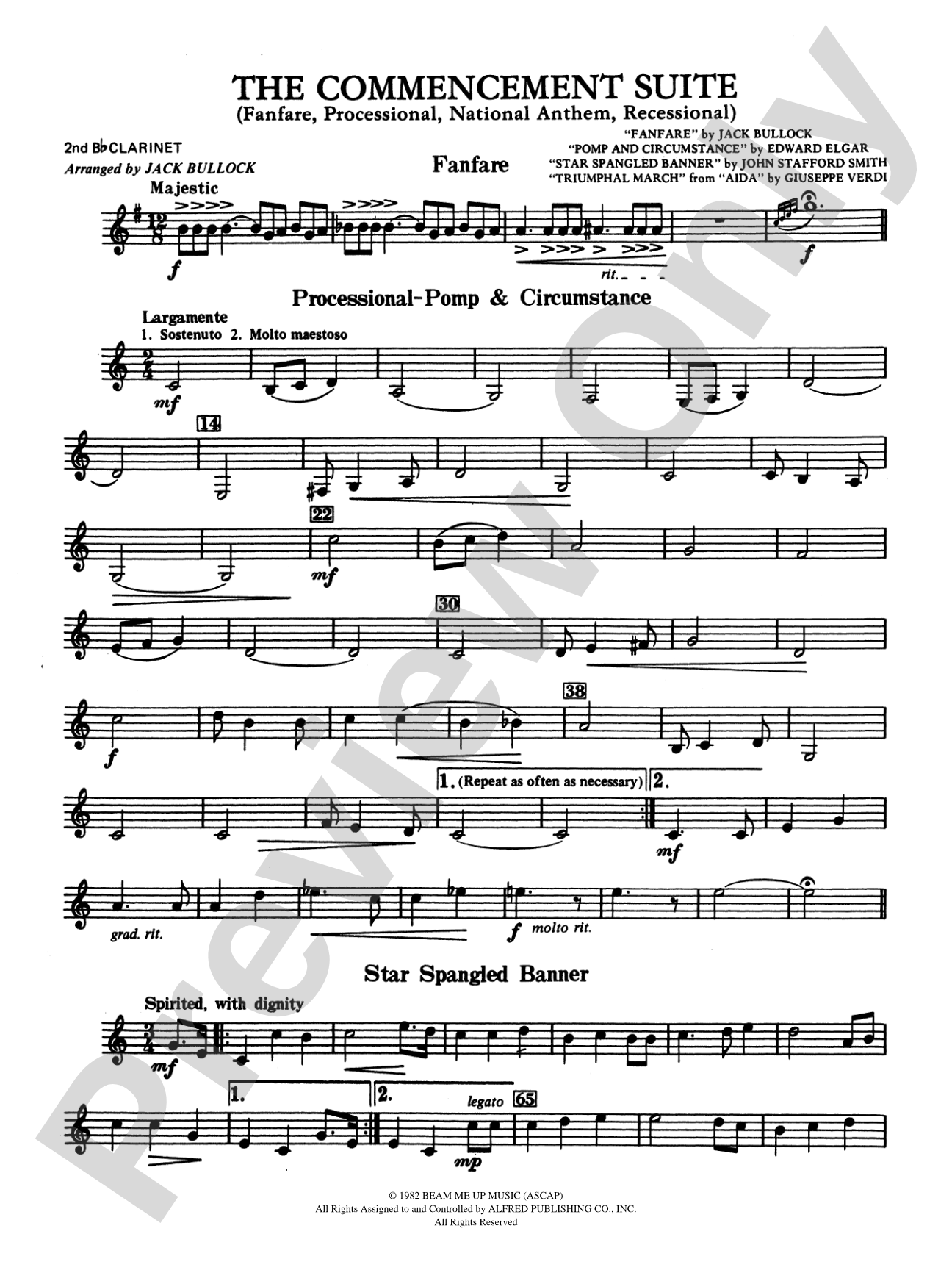 Commencement Suite (featuring a Fanfare, Processional, The National Anthem and a Recessional): 2nd B-flat Clarinet
