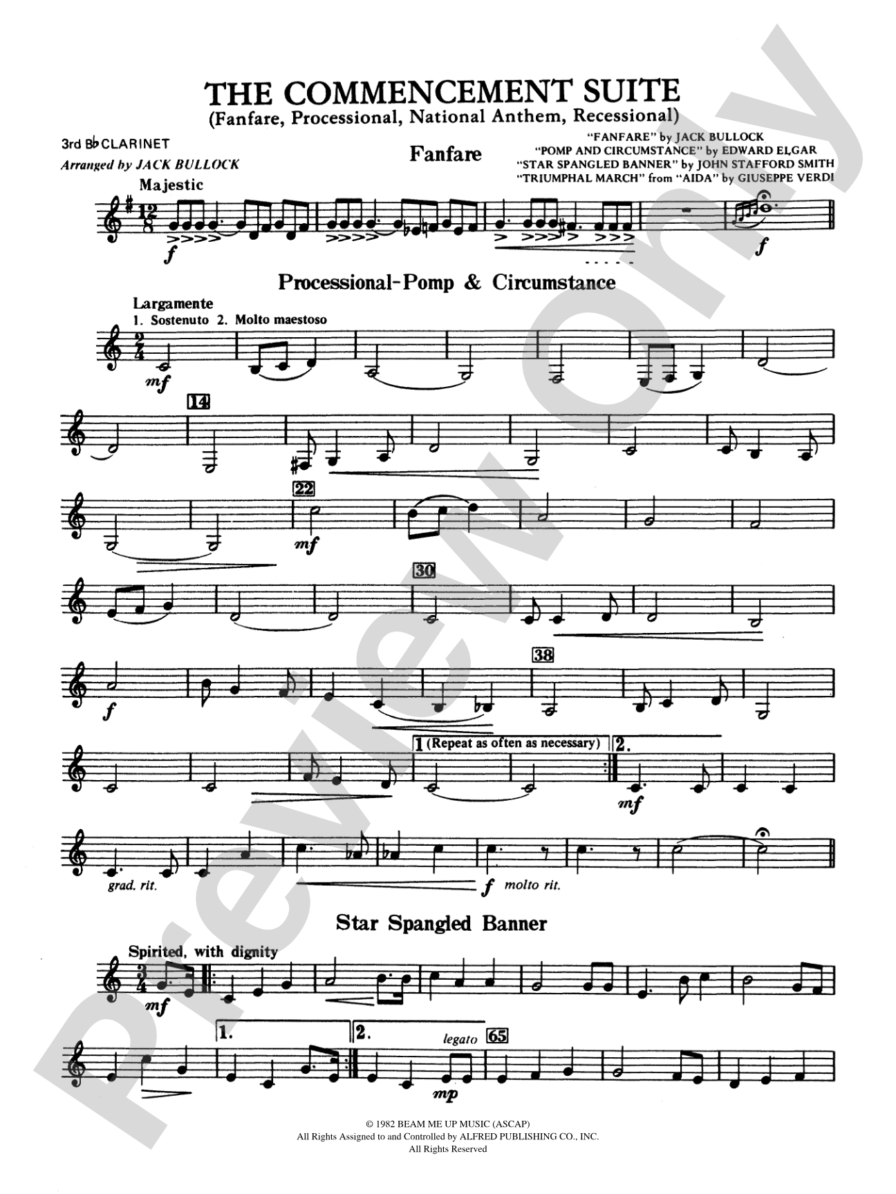 Commencement Suite (featuring a Fanfare, Processional, The National Anthem and a Recessional): 3rd B-flat Clarinet