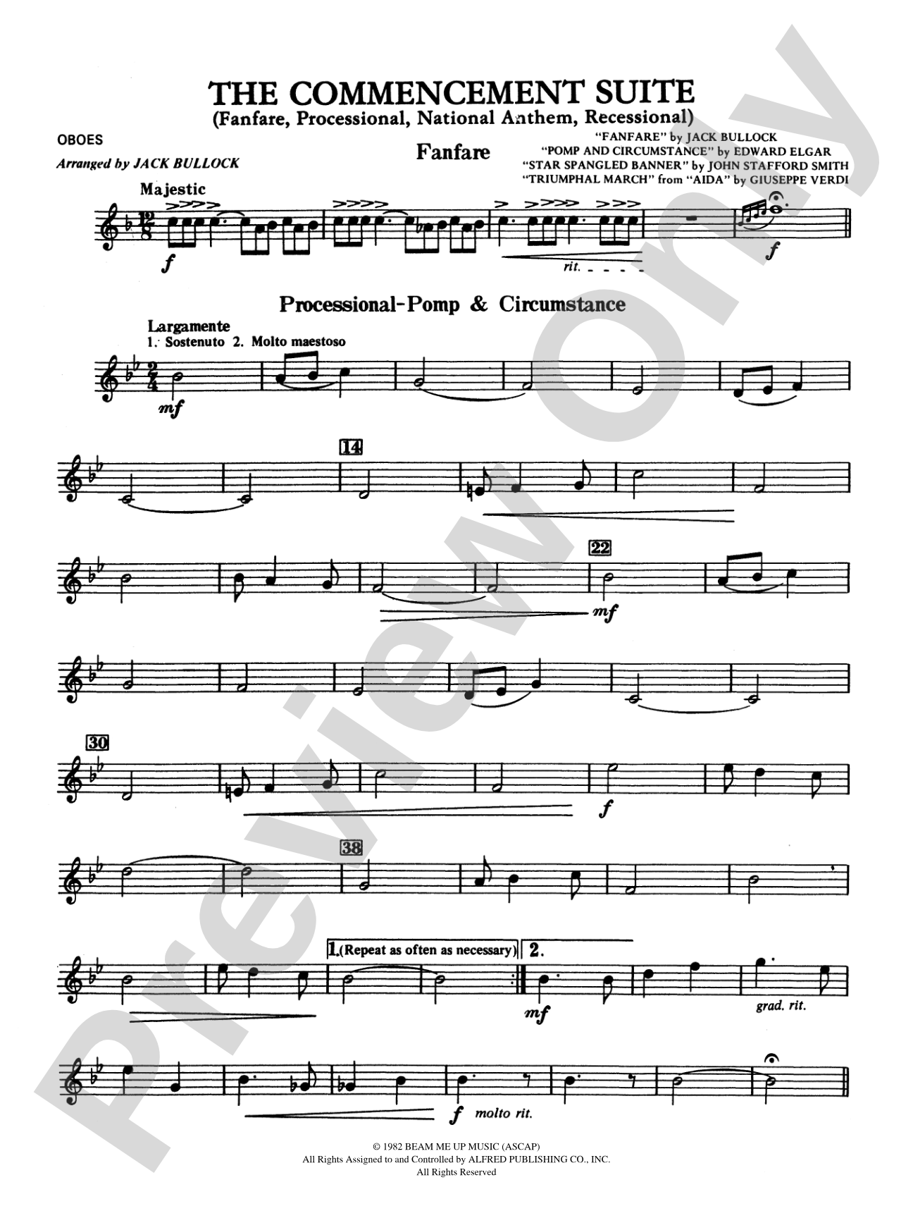 Commencement Suite (featuring a Fanfare, Processional, The National Anthem and a Recessional): Oboe