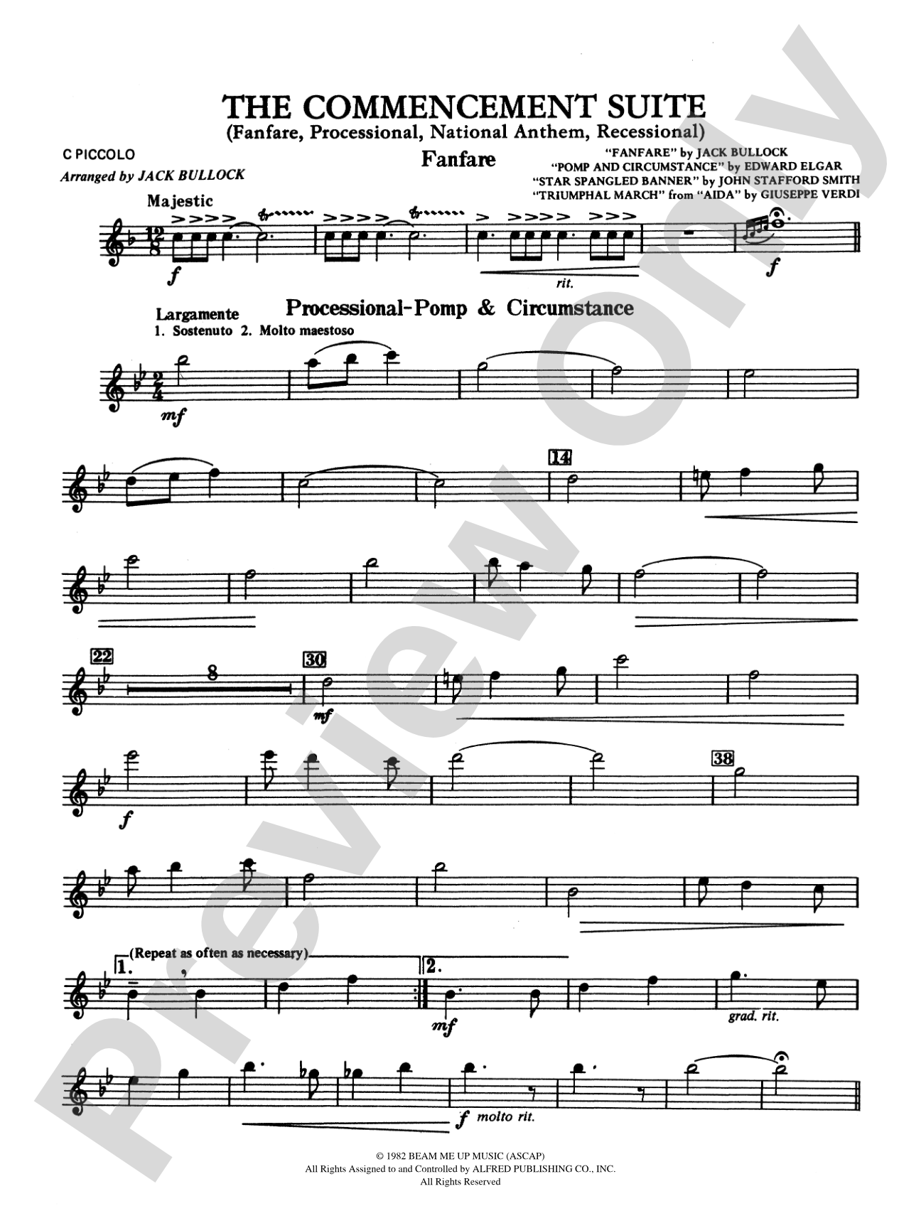 Commencement Suite (featuring a Fanfare, Processional, The National Anthem and a Recessional): Piccolo