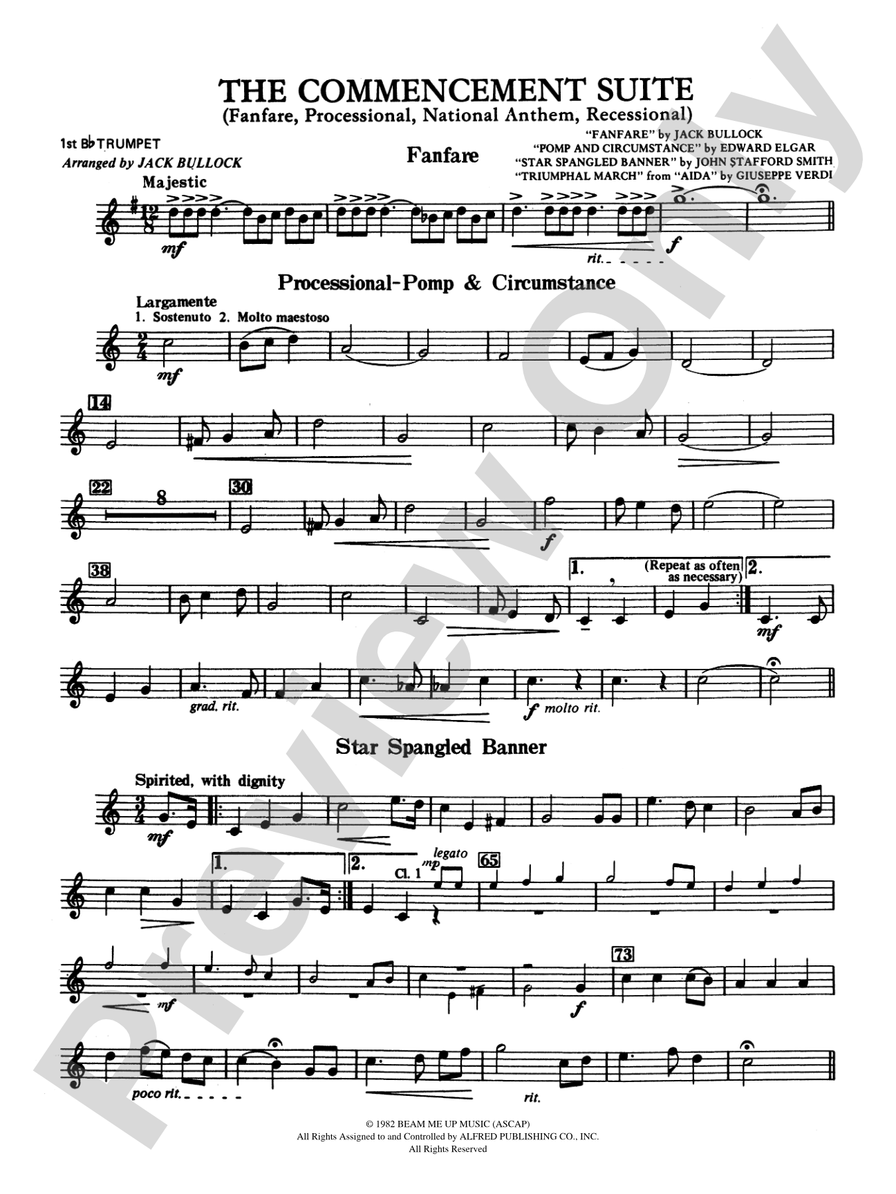 Commencement Suite (featuring a Fanfare, Processional, The National Anthem and a Recessional): 1st B-flat Trumpet