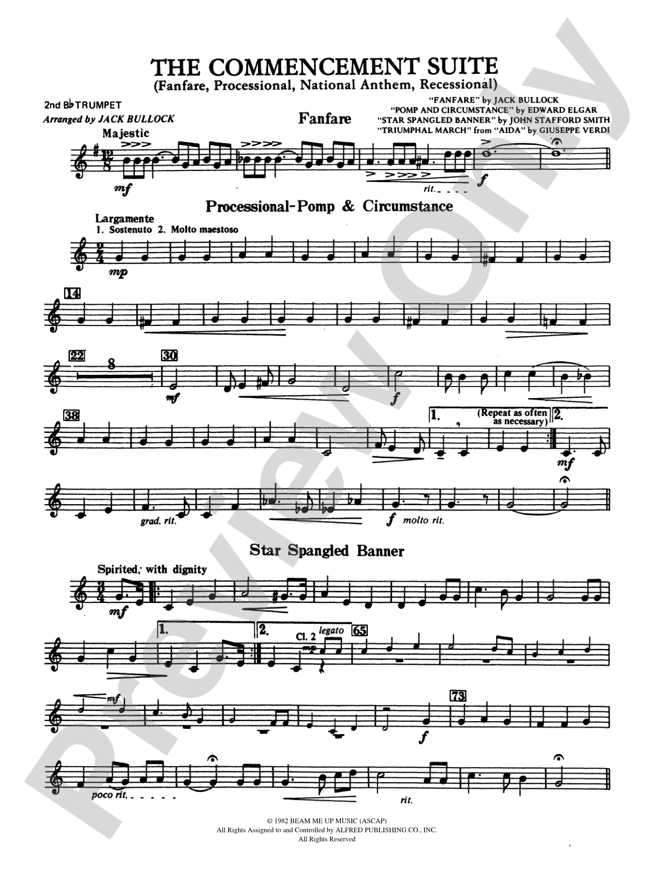 Commencement Suite (featuring a Fanfare, Processional, The National Anthem and a Recessional): 2nd B-flat Trumpet