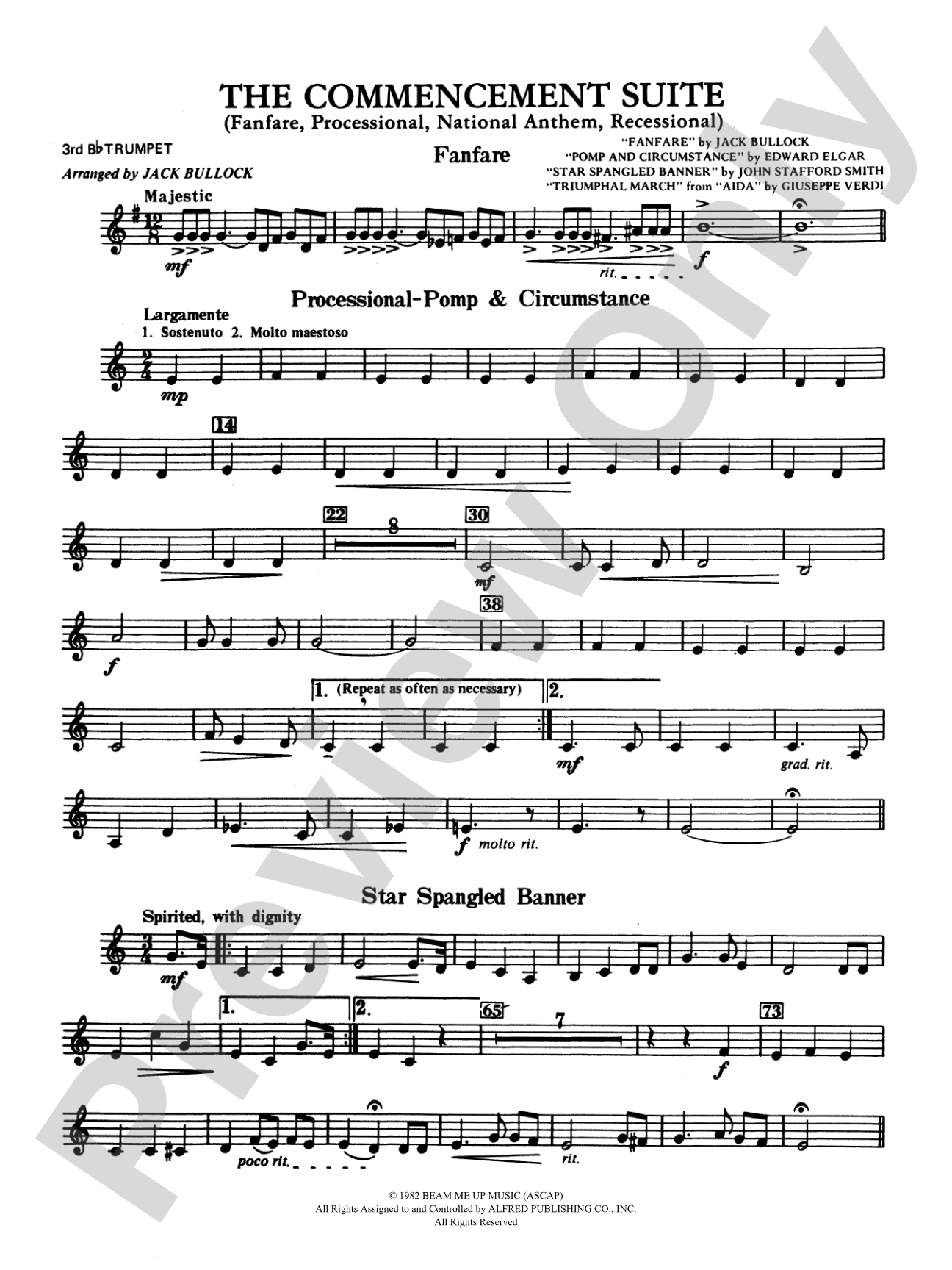 Commencement Suite (featuring a Fanfare, Processional, The National Anthem and a Recessional): 3rd B-flat Trumpet