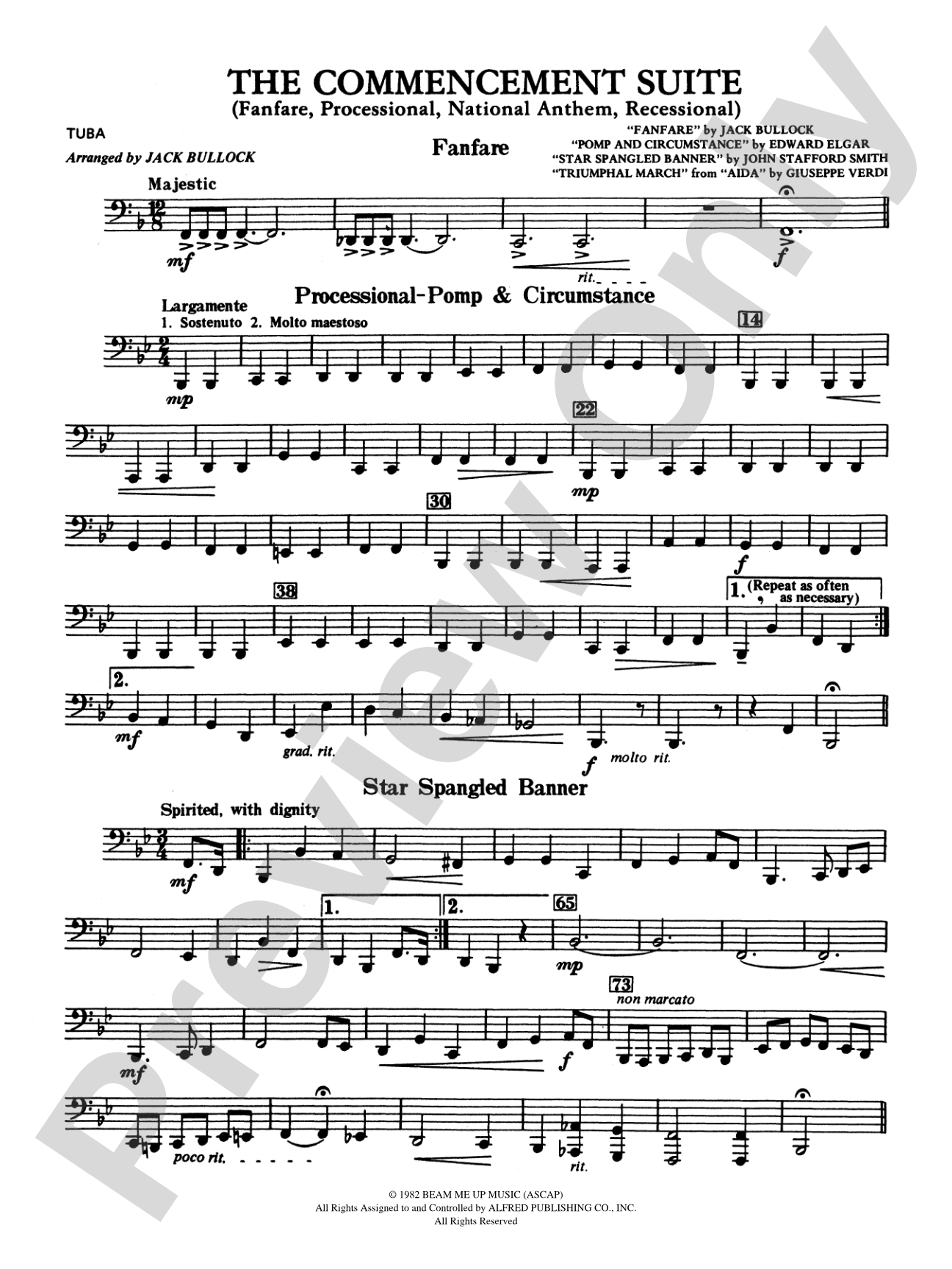 Commencement Suite (featuring a Fanfare, Processional, The National Anthem and a Recessional): Tuba