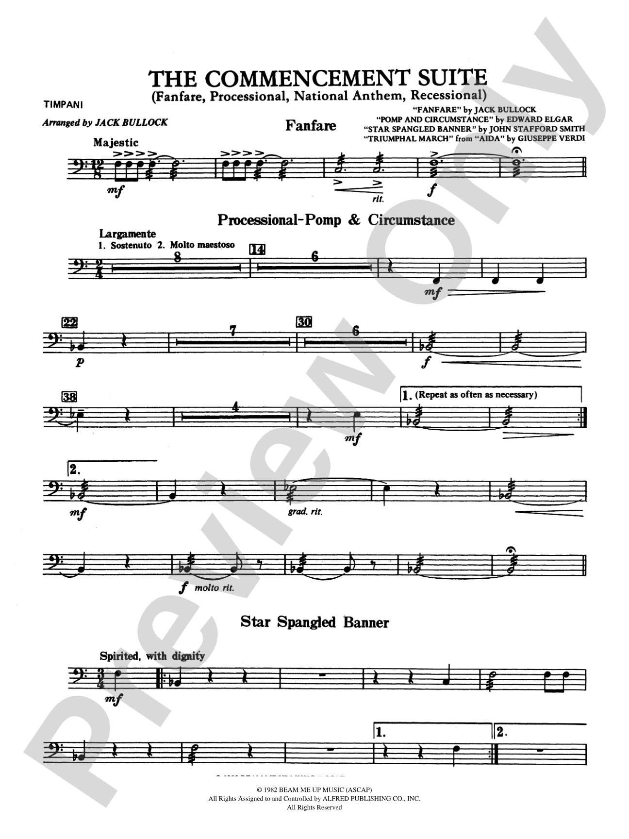 Commencement Suite (featuring a Fanfare, Processional, The National Anthem and a Recessional): Timpani