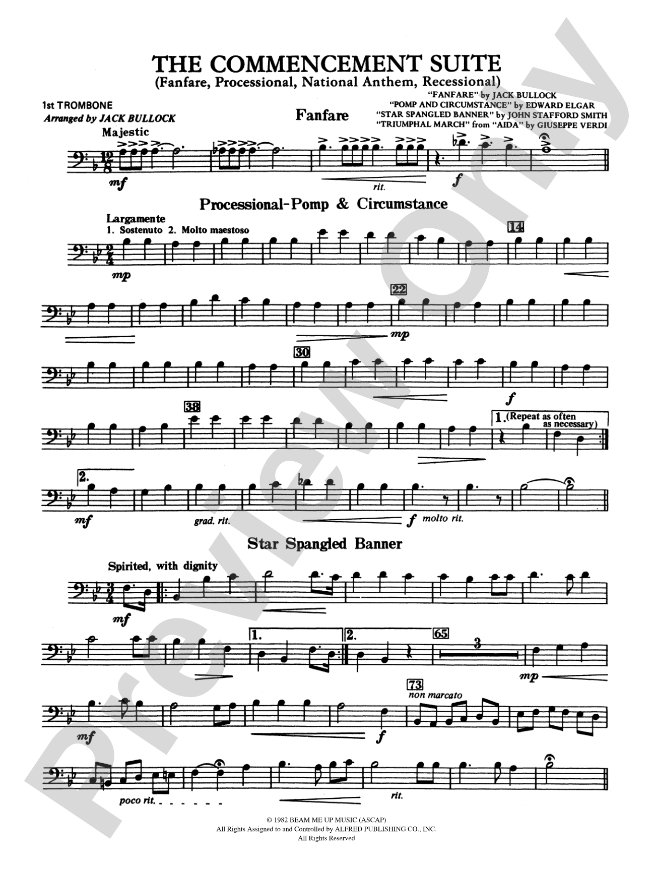 Commencement Suite (featuring a Fanfare, Processional, The National Anthem and a Recessional): 1st Trombone