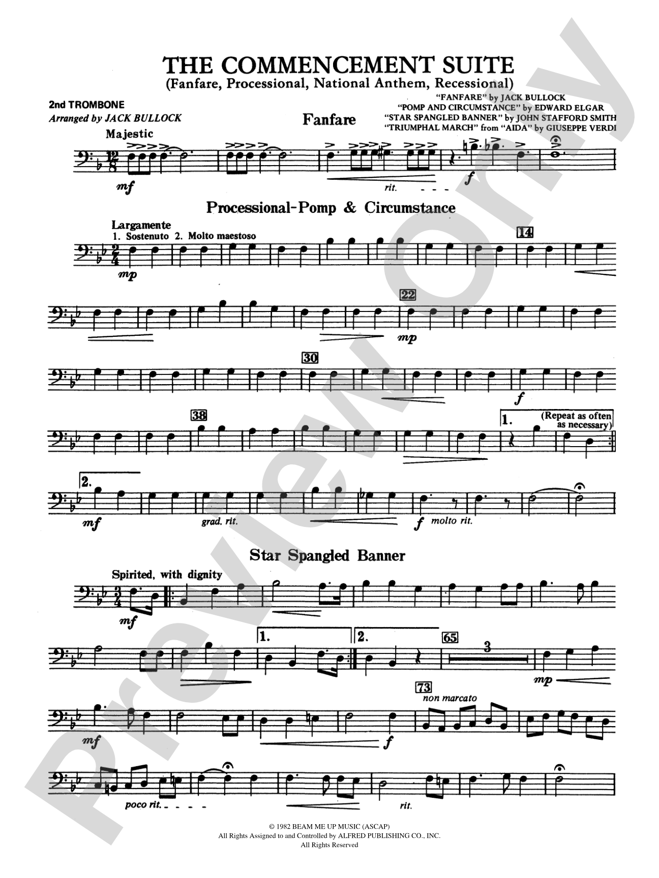 Commencement Suite (featuring a Fanfare, Processional, The National Anthem and a Recessional): 2nd Trombone