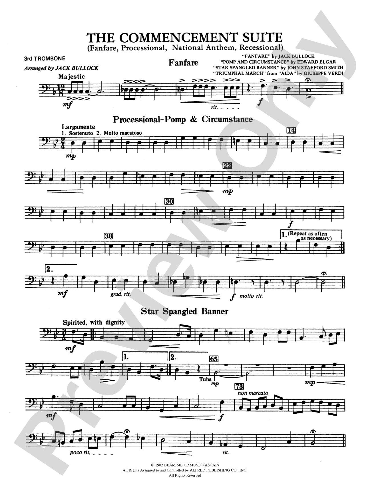 Commencement Suite (featuring a Fanfare, Processional, The National Anthem and a Recessional): 3rd Trombone