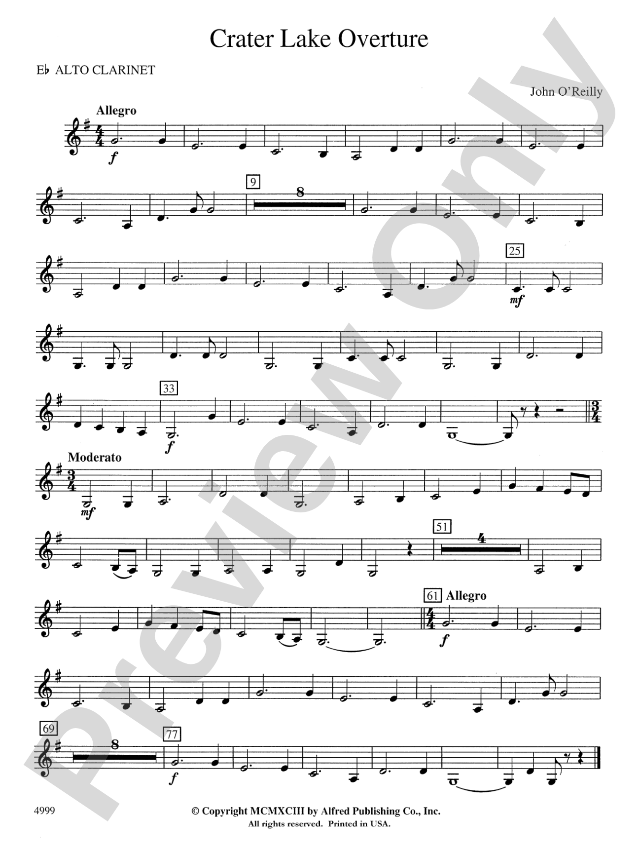 Crater Lake Overture: E-flat Alto Clarinet