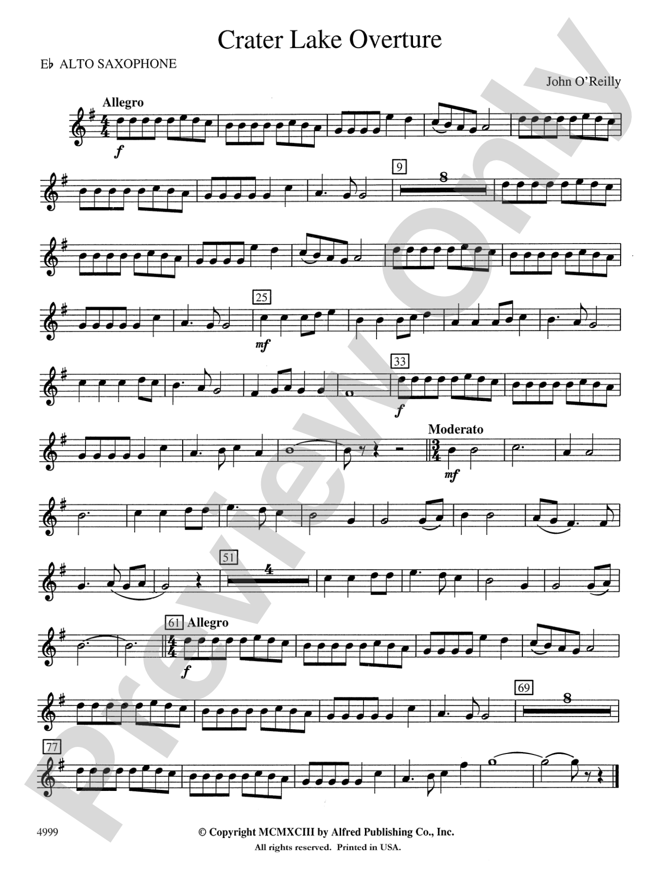 Crater Lake Overture: E-flat Alto Saxophone