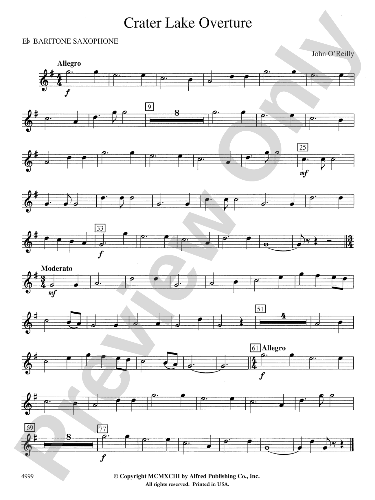 Crater Lake Overture: E-flat Baritone Saxophone