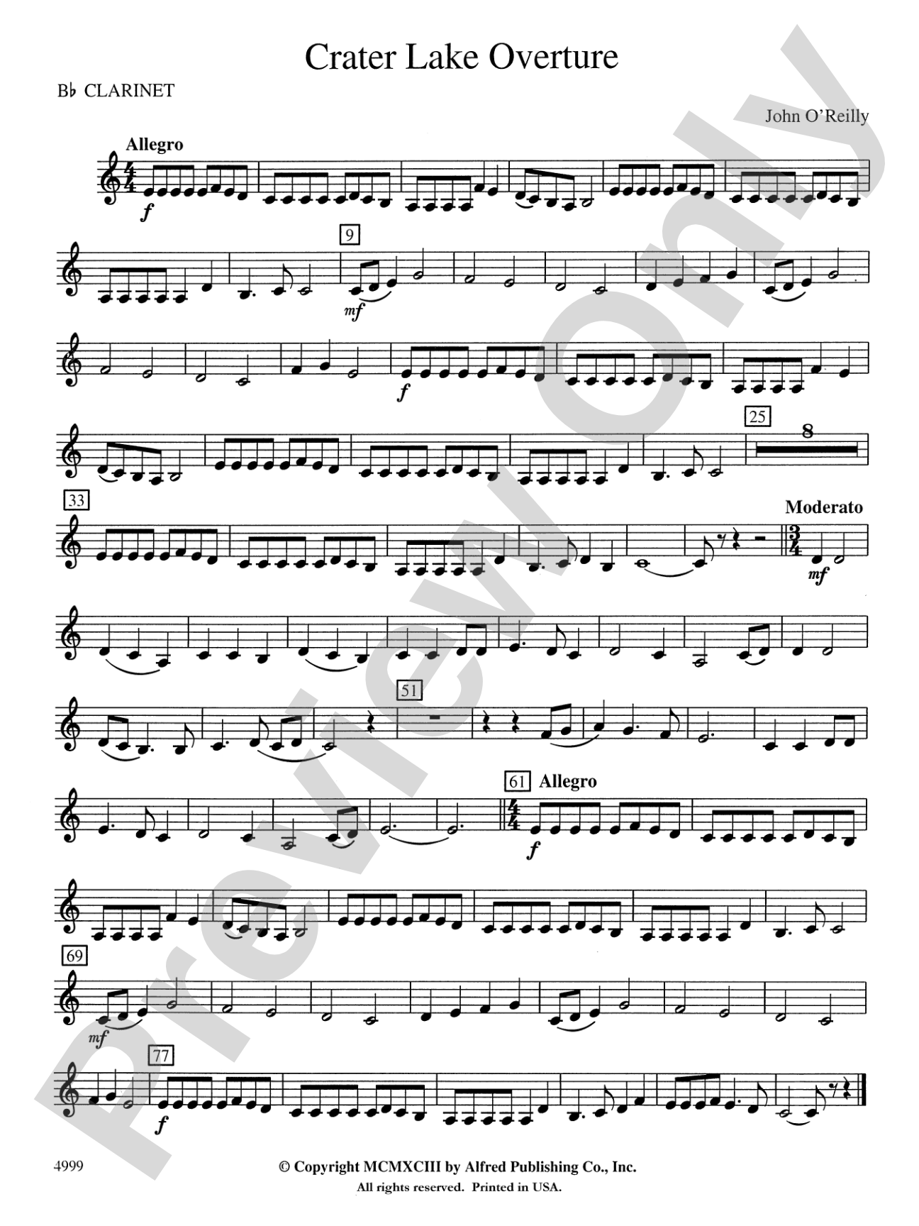 Crater Lake Overture: 1st B-flat Clarinet