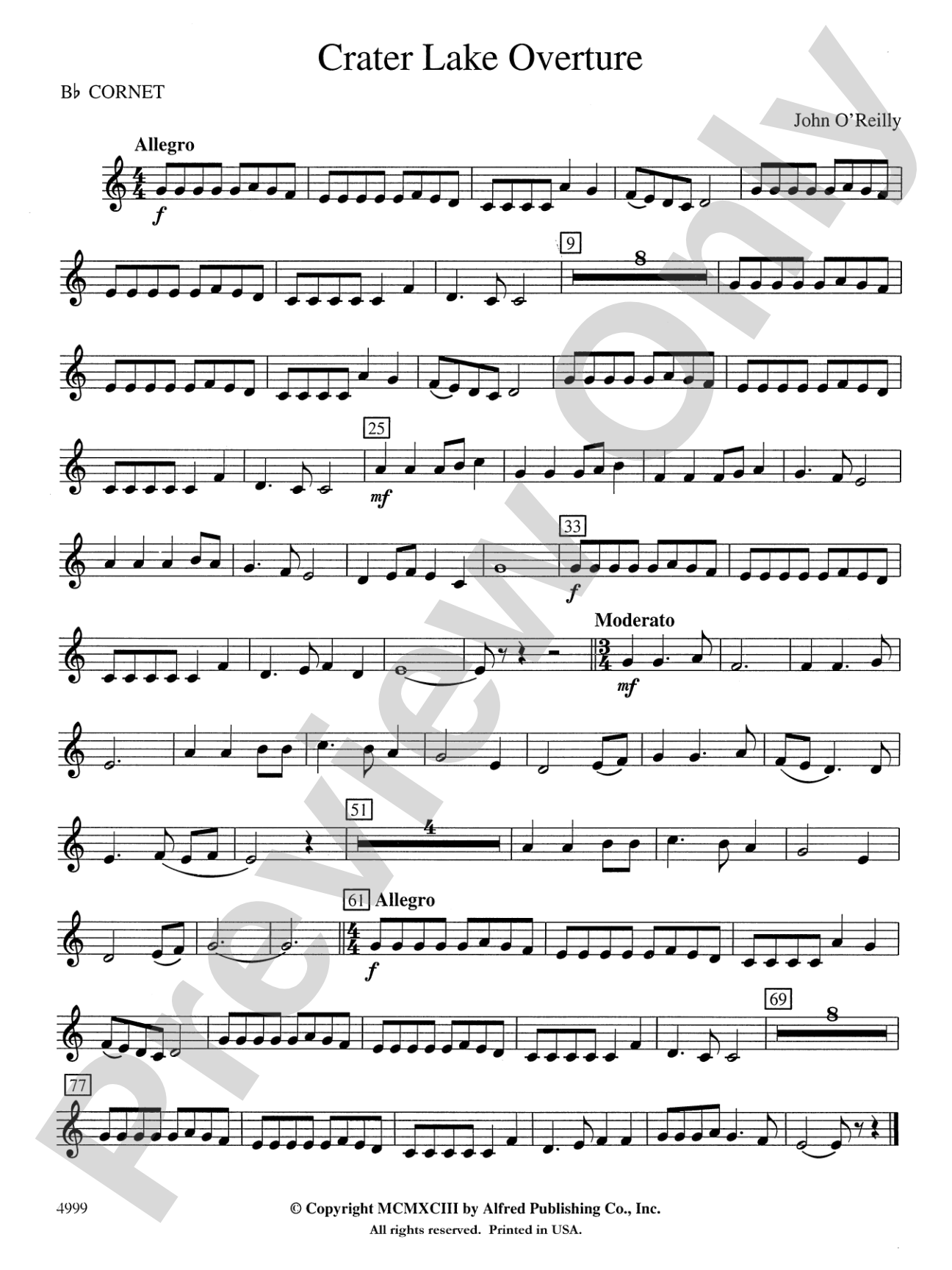 Crater Lake Overture: 1st B-flat Cornet