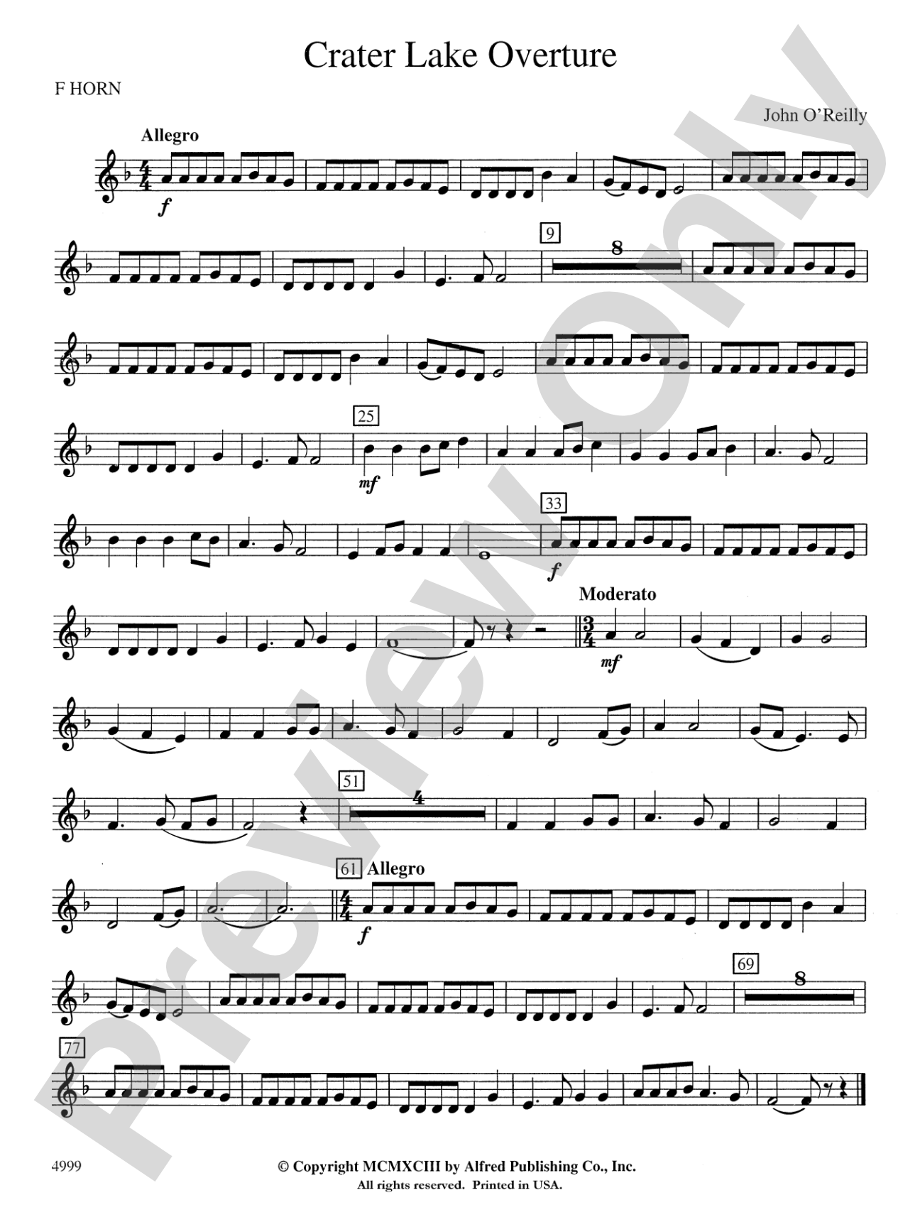 Crater Lake Overture: 1st F Horn