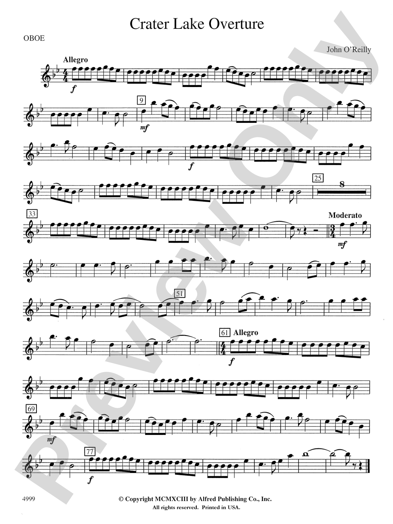 Crater Lake Overture: Oboe