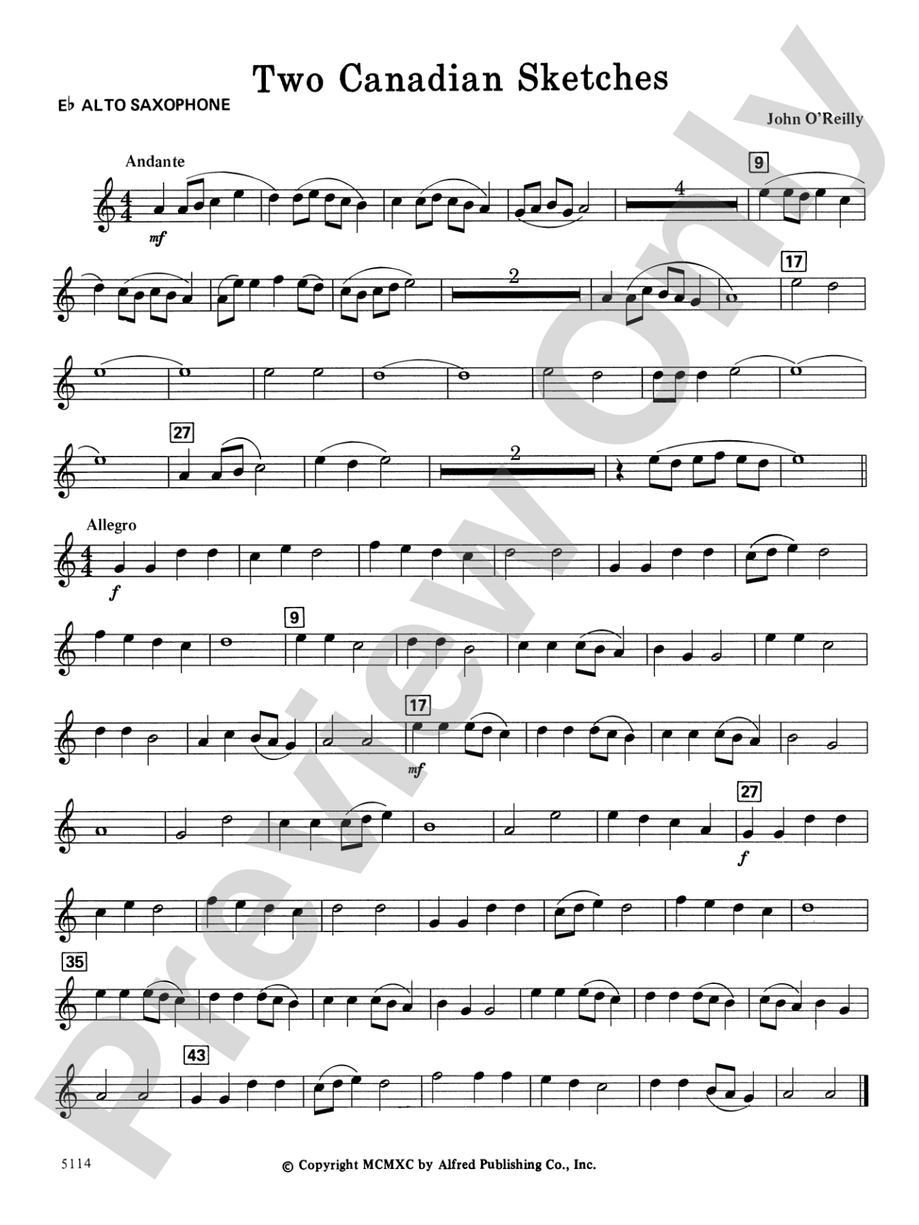 Two Canadian Sketches: E-flat Alto Saxophone