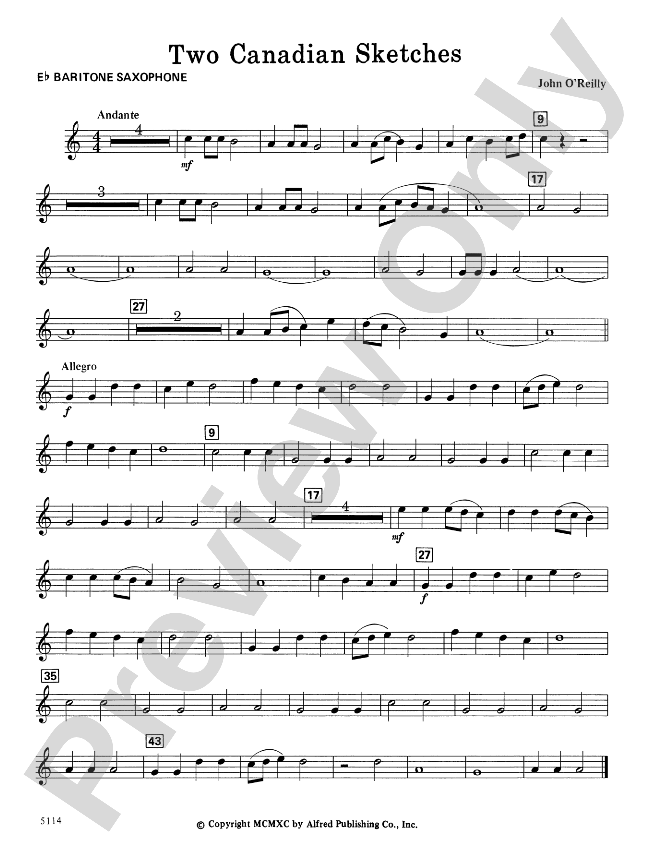 Two Canadian Sketches: E-flat Baritone Saxophone