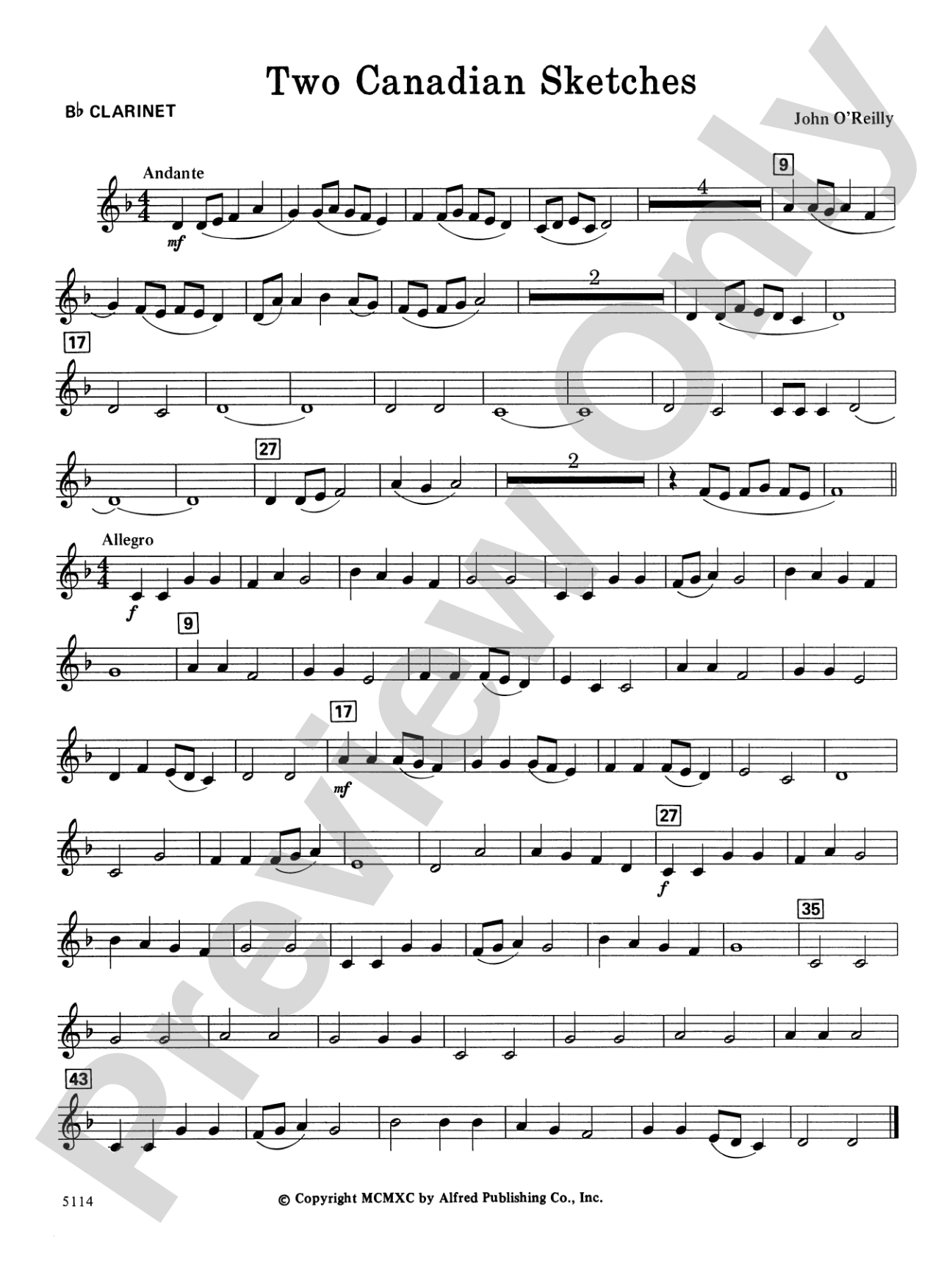Two Canadian Sketches: 1st B-flat Clarinet