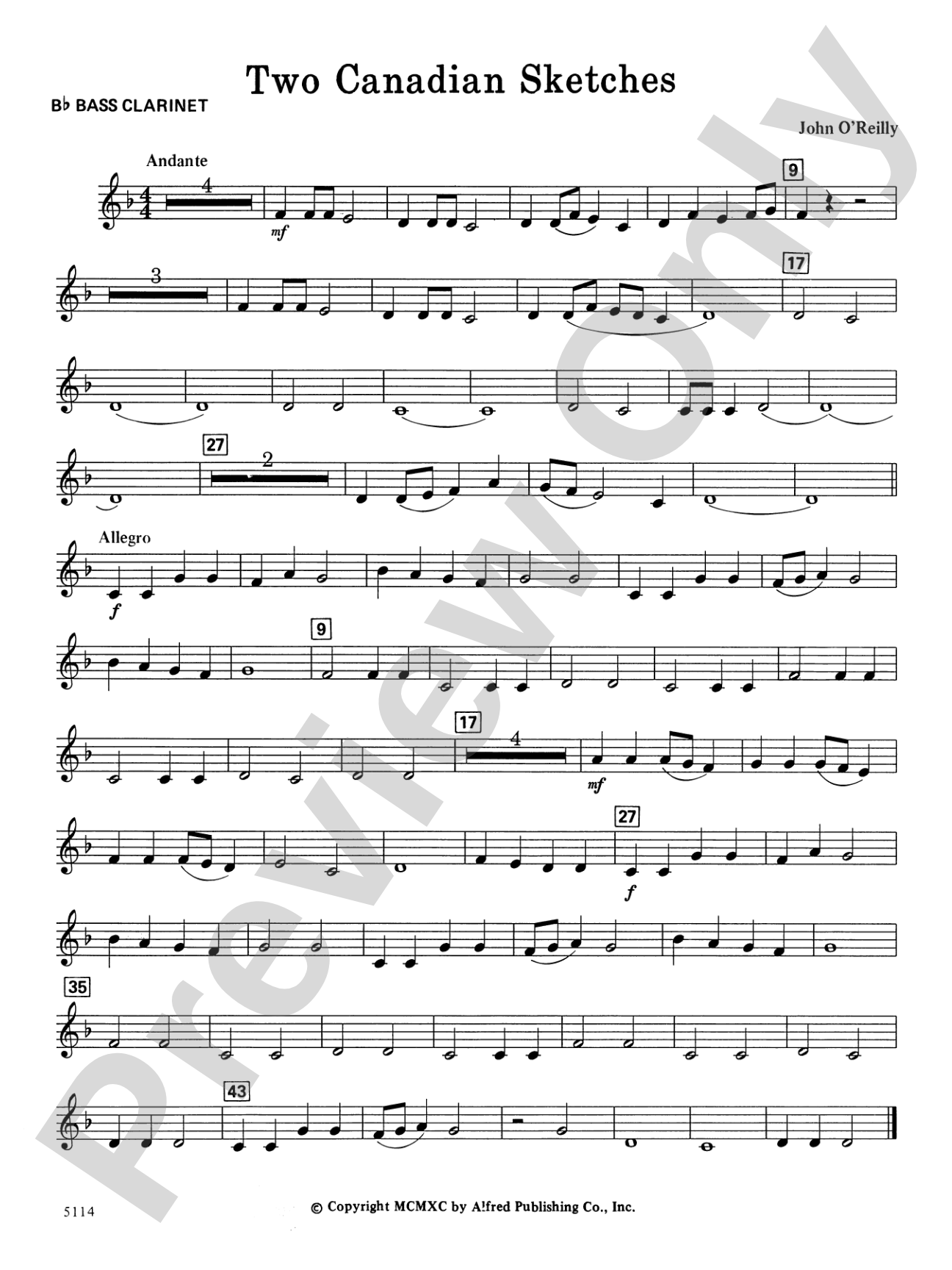 Two Canadian Sketches: B-flat Bass Clarinet