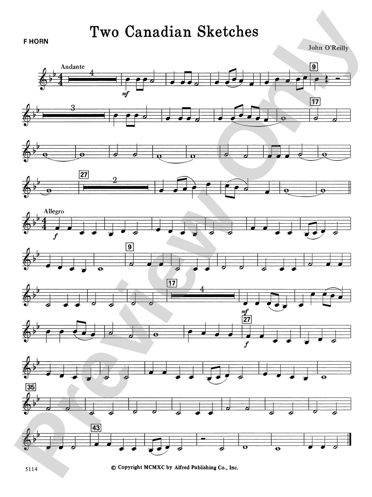 Two Canadian Sketches: 1st F Horn