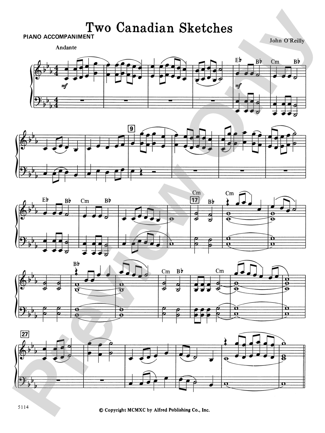 Two Canadian Sketches: Piano Accompaniment