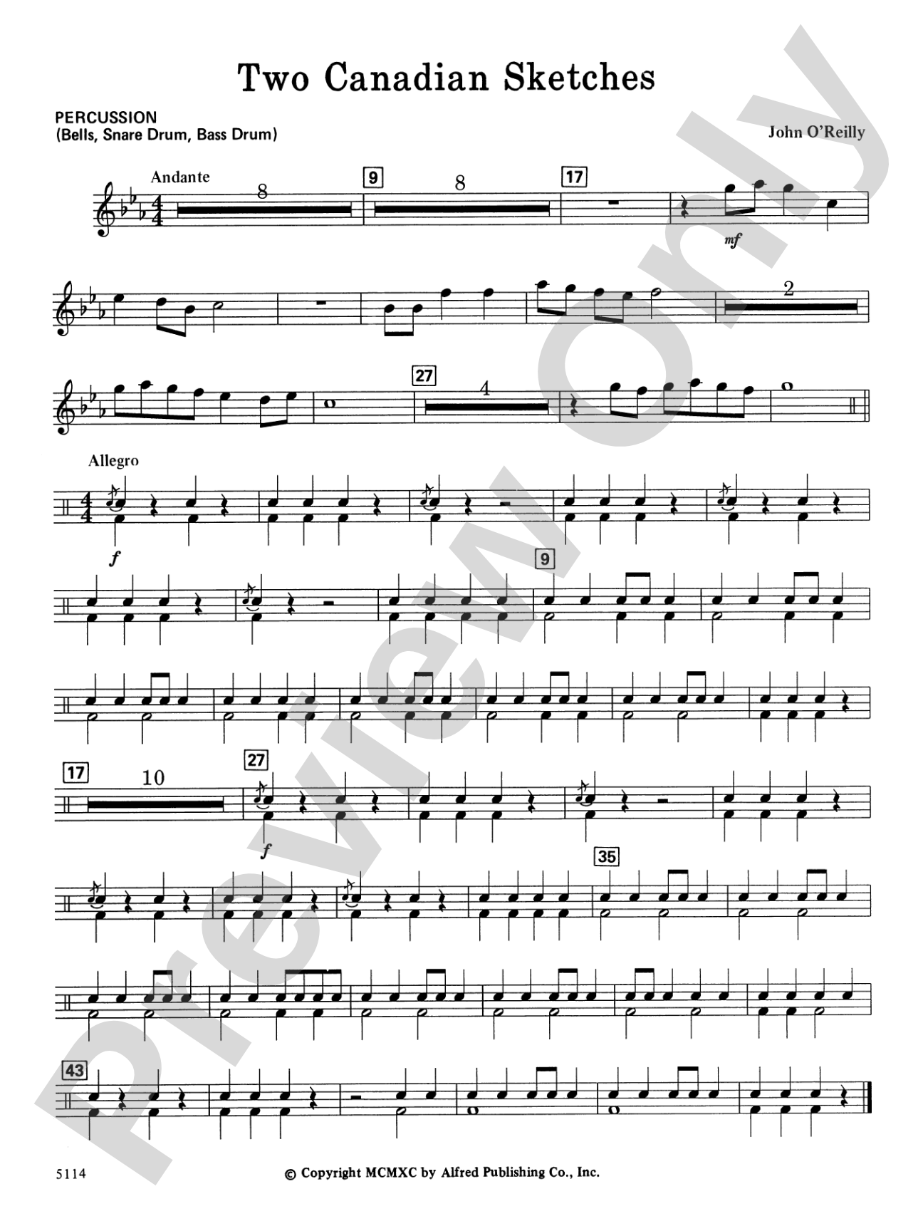 Two Canadian Sketches: 1st Percussion