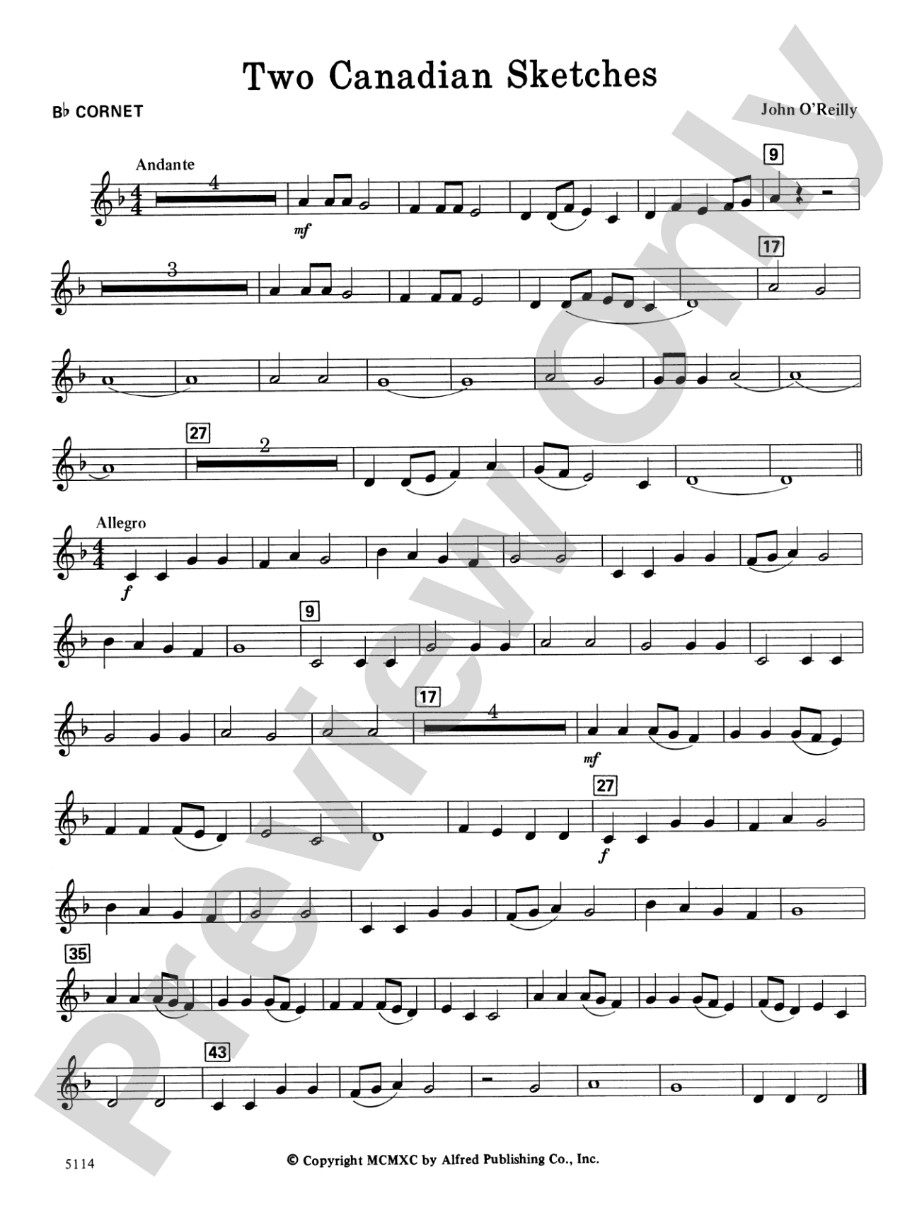 Two Canadian Sketches: 1st B-flat Trumpet