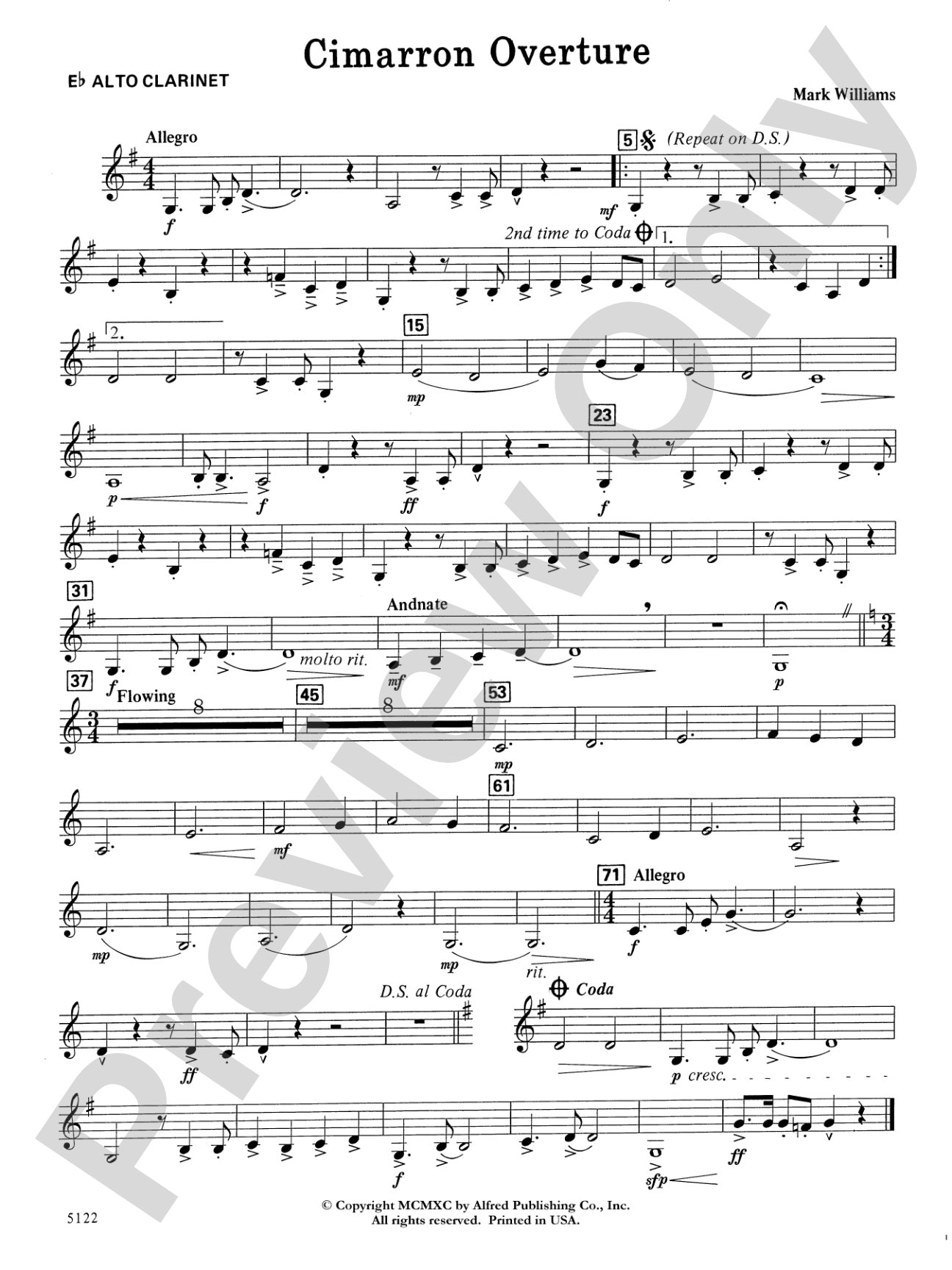 Cimarron Overture: E-flat Alto Clarinet