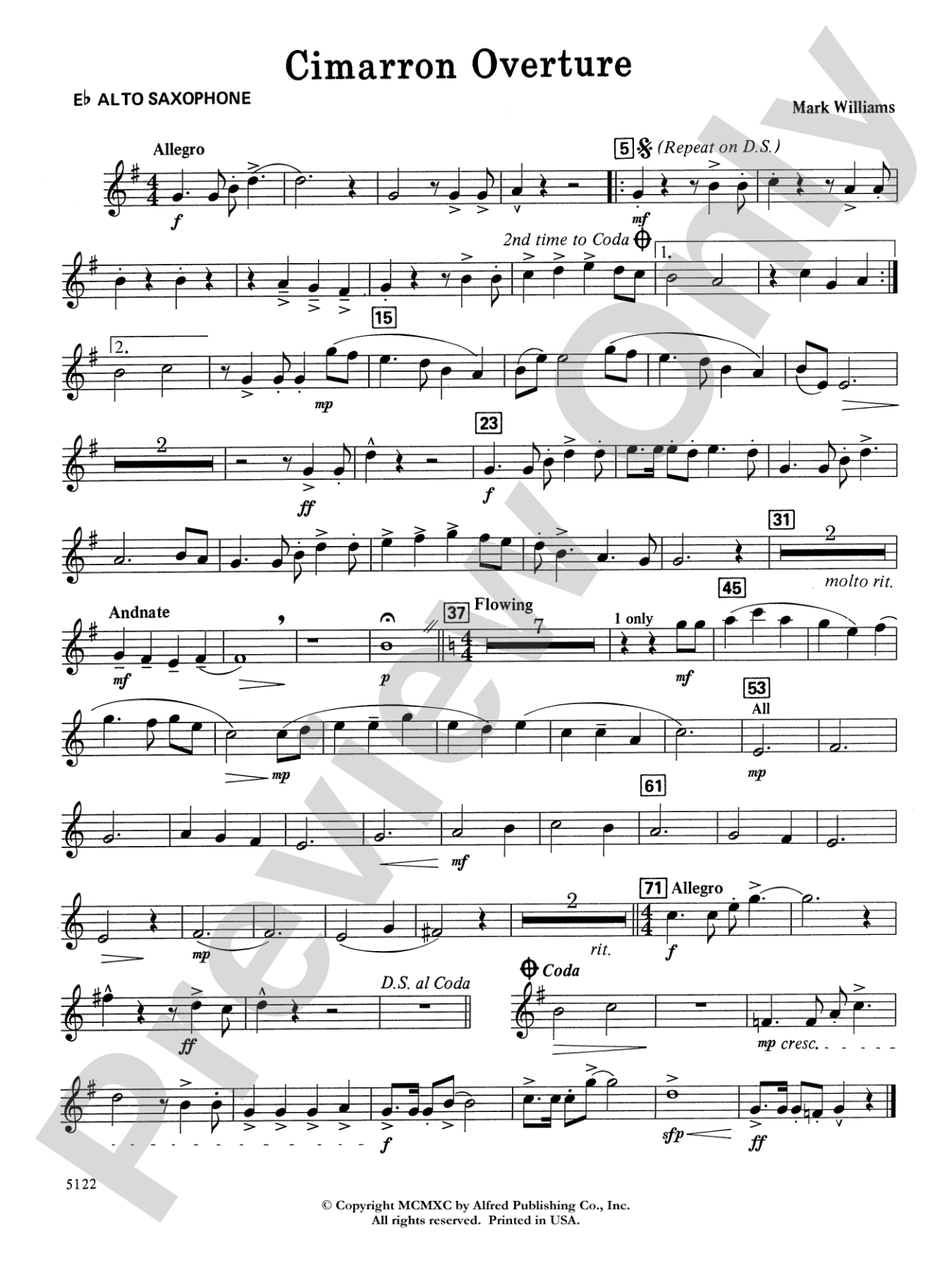 Cimarron Overture: E-flat Alto Saxophone