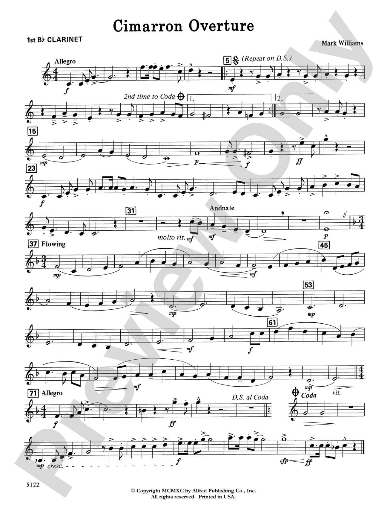 Cimarron Overture: 1st B-flat Clarinet