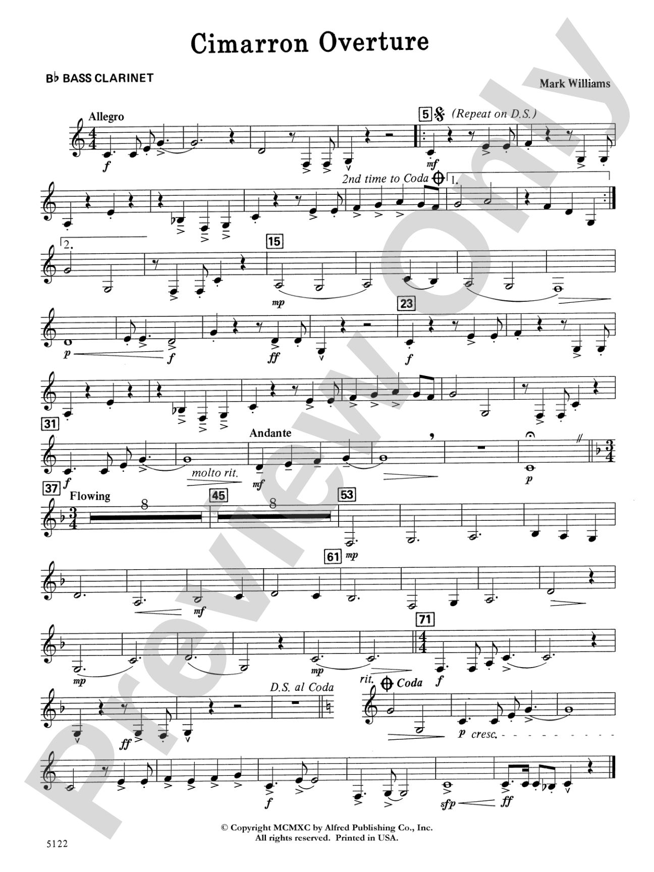 Cimarron Overture: B-flat Bass Clarinet