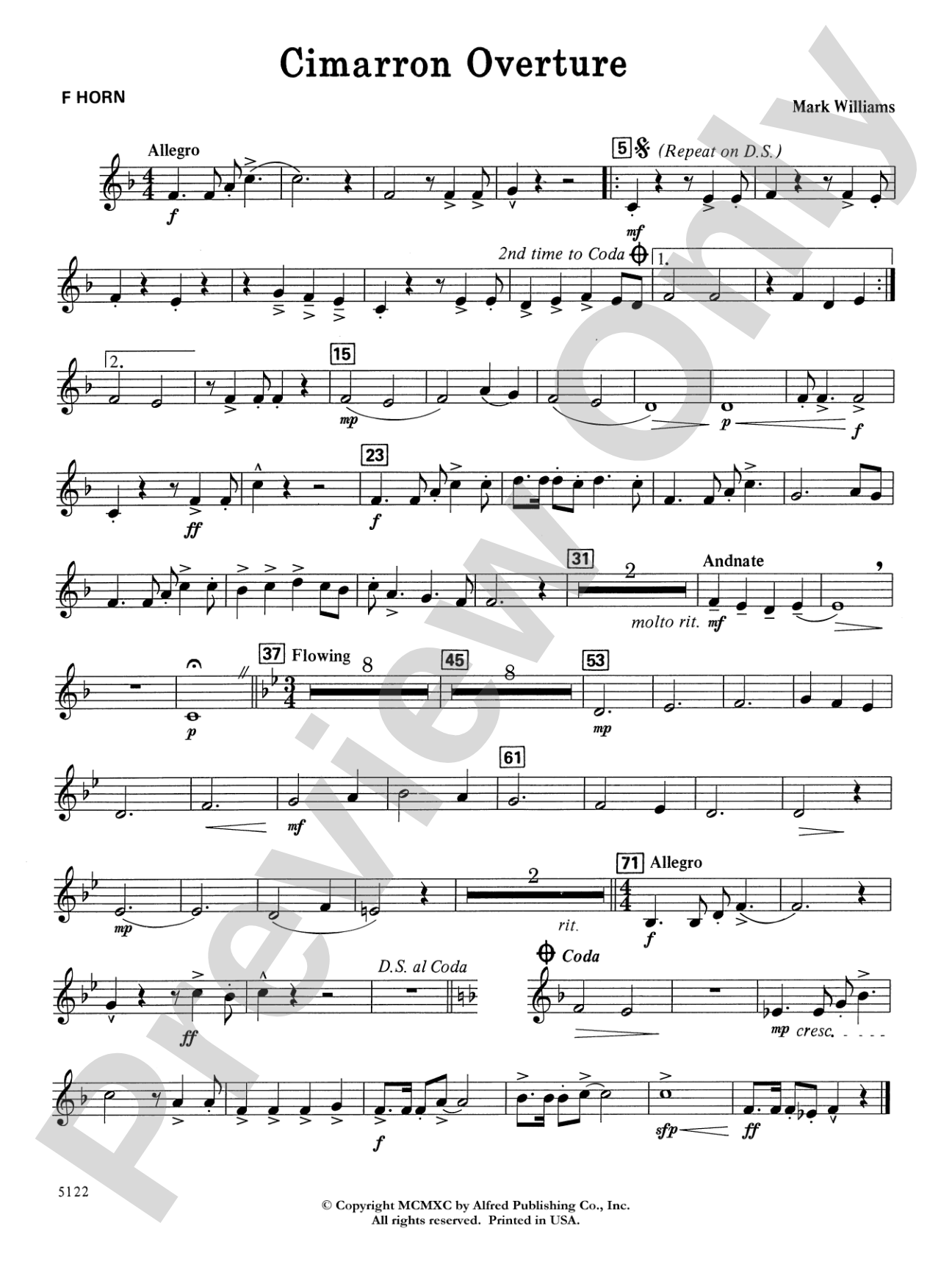 Cimarron Overture: 1st F Horn