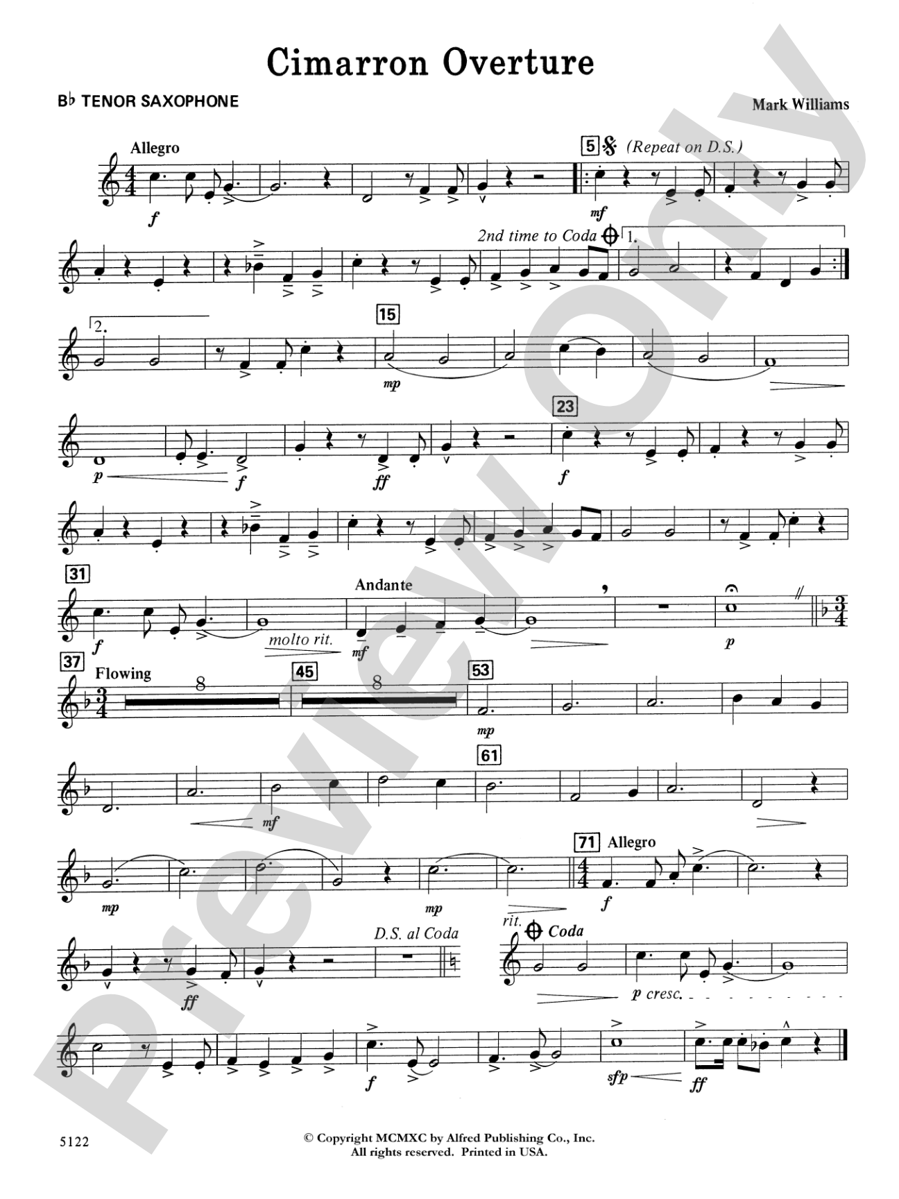 Cimarron Overture: B-flat Tenor Saxophone