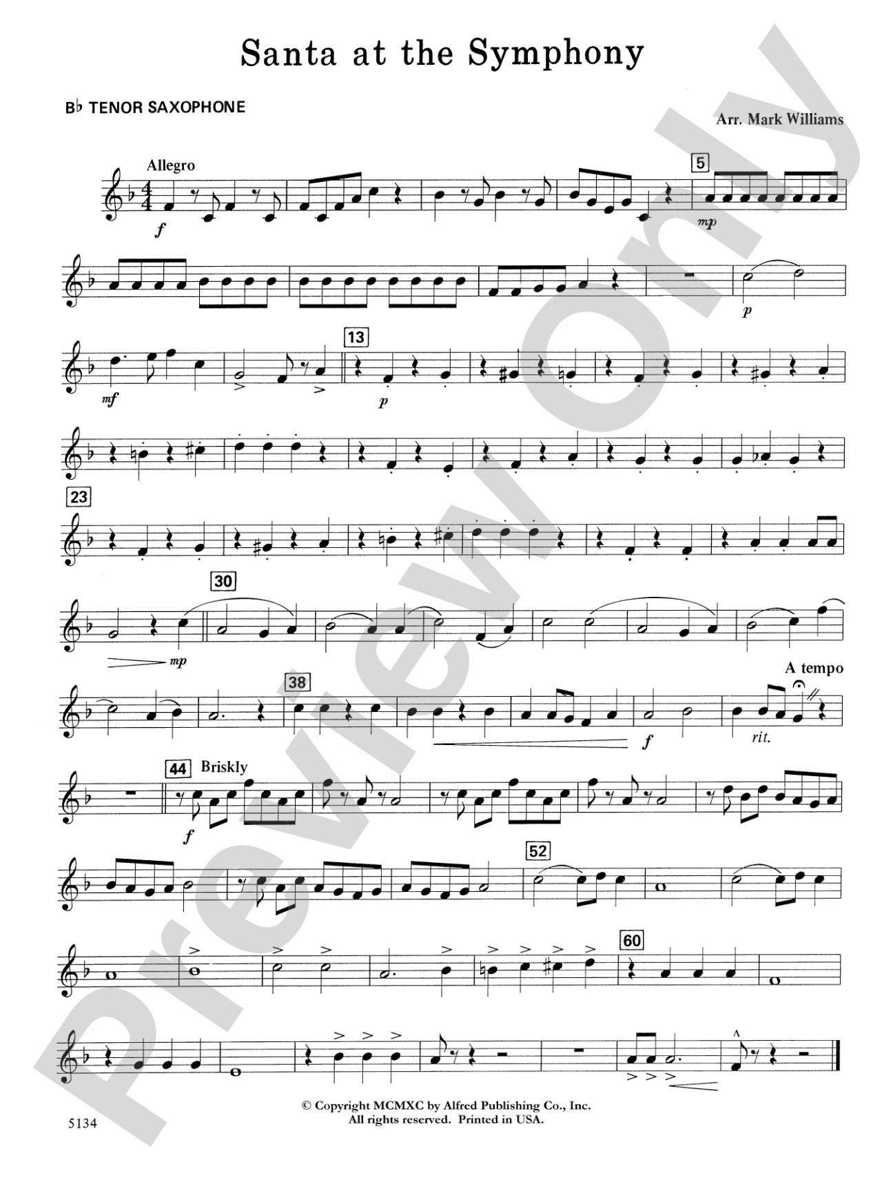 Santa at the Symphony: B-flat Tenor Saxophone