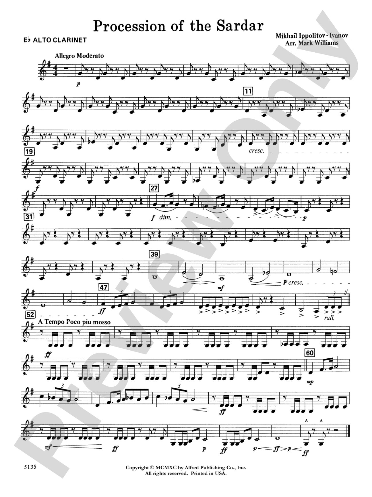 Procession of the Sardar: E-flat Alto Clarinet