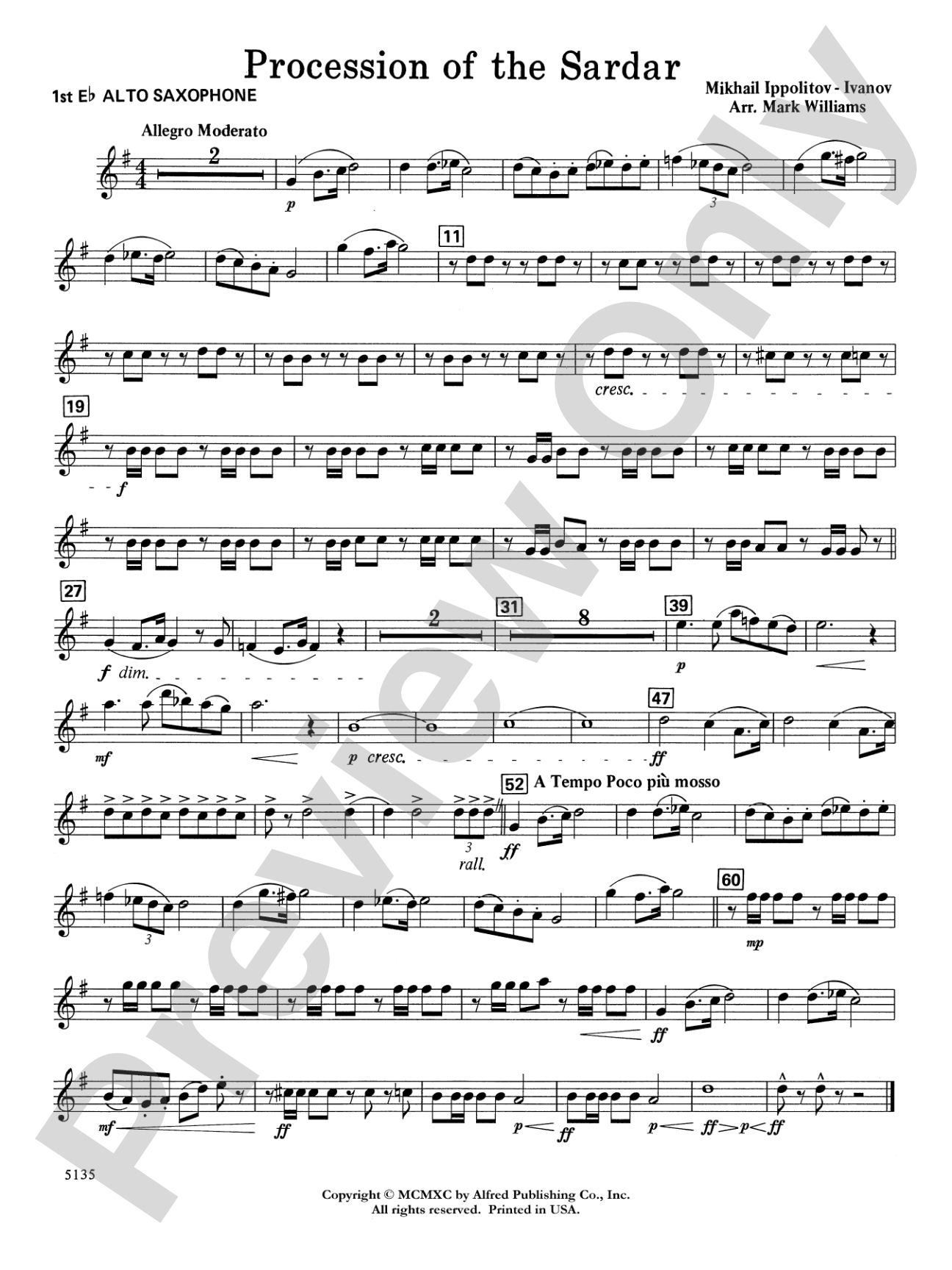 Procession of the Sardar: E-flat Alto Saxophone