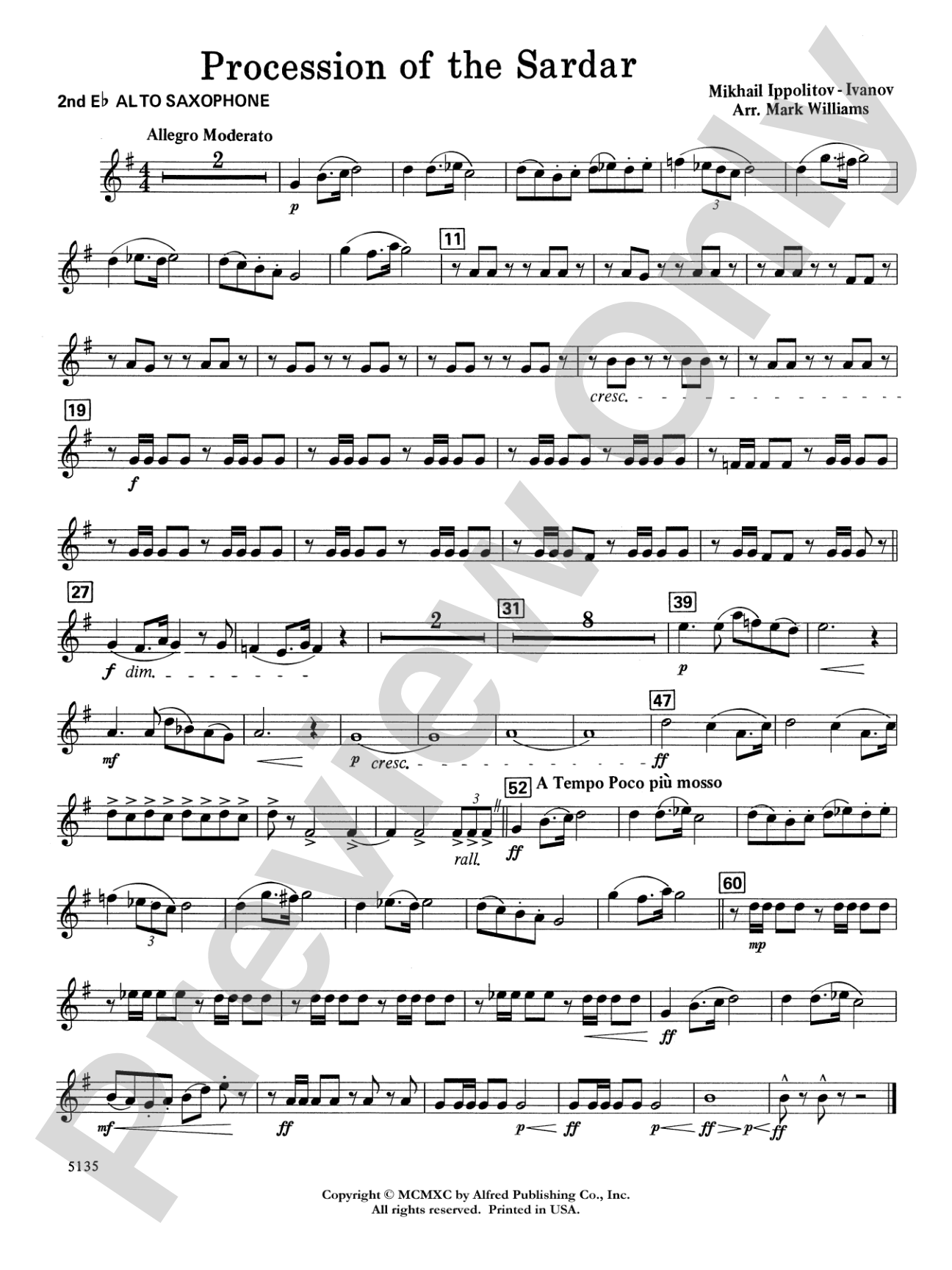 Procession of the Sardar: 2nd E-flat Alto Saxophone