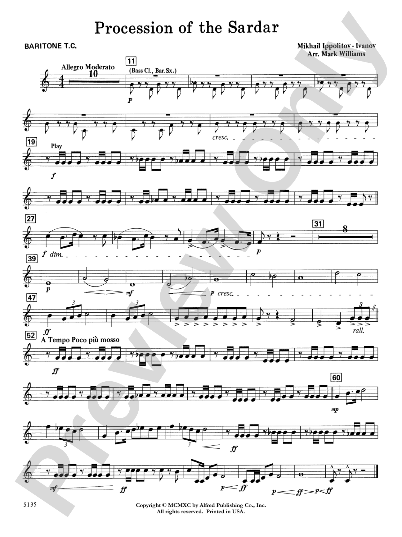 Procession of the Sardar: Baritone T.C.