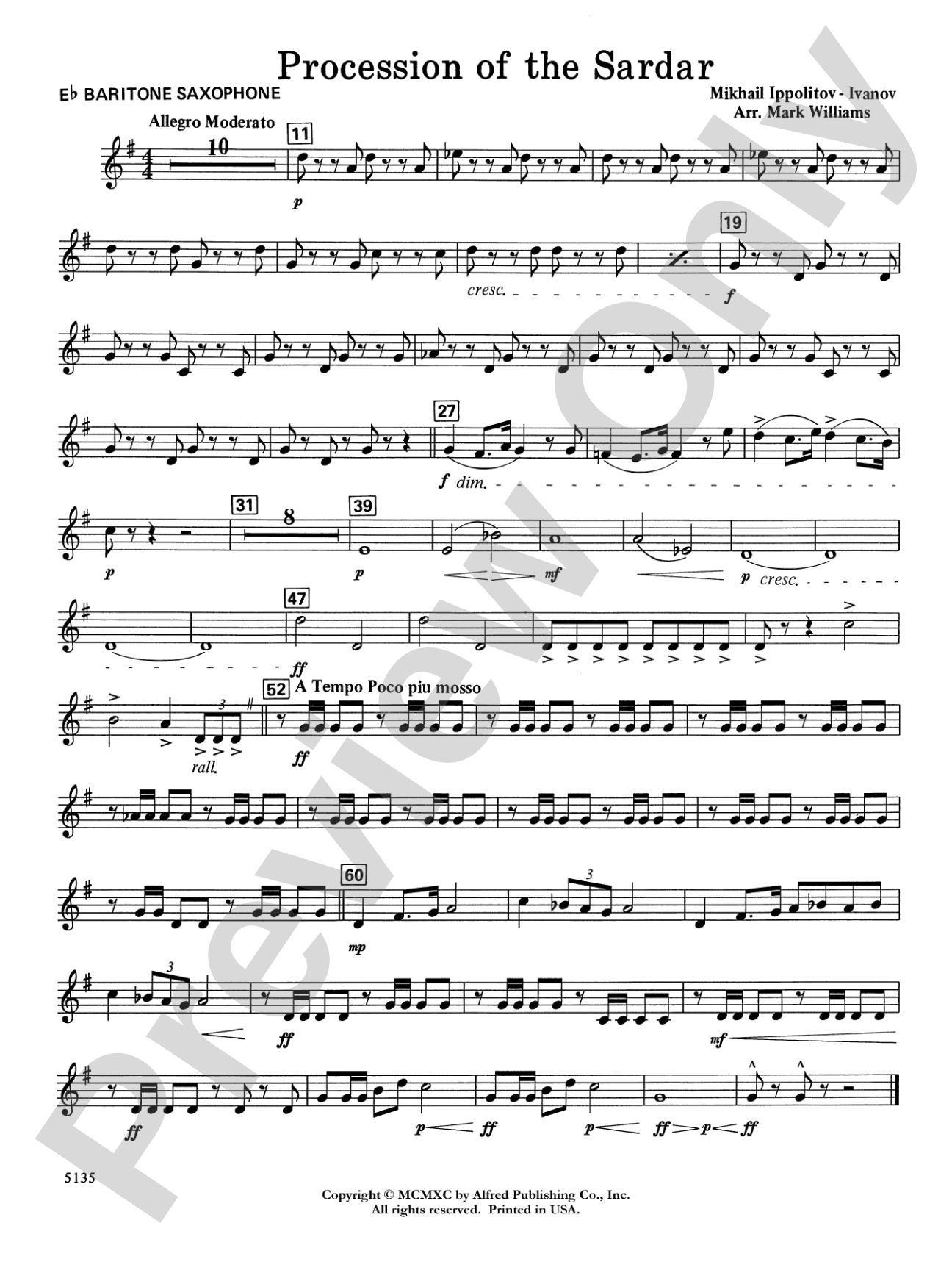 Procession of the Sardar: E-flat Baritone Saxophone