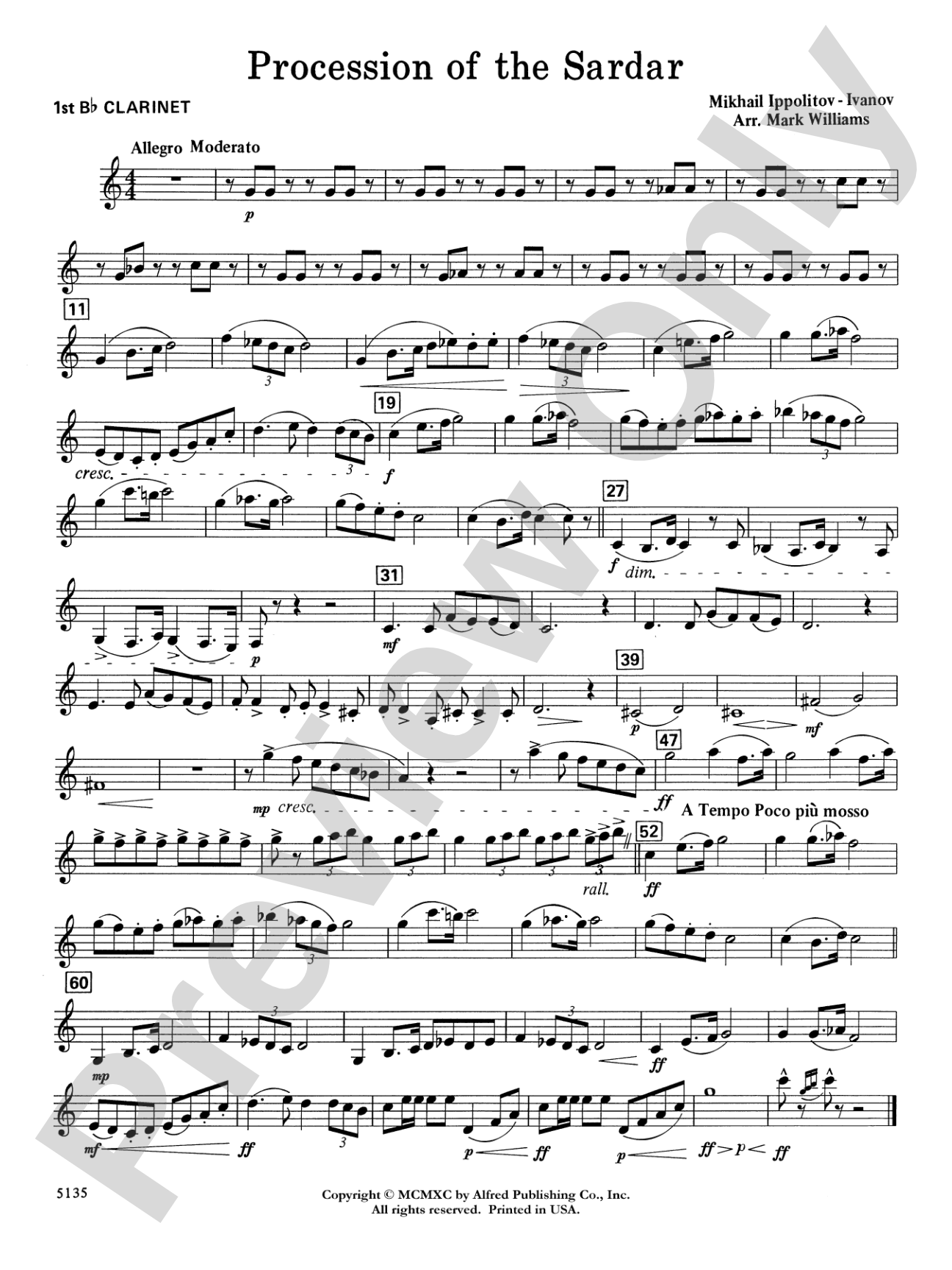 Procession of the Sardar: 1st B-flat Clarinet