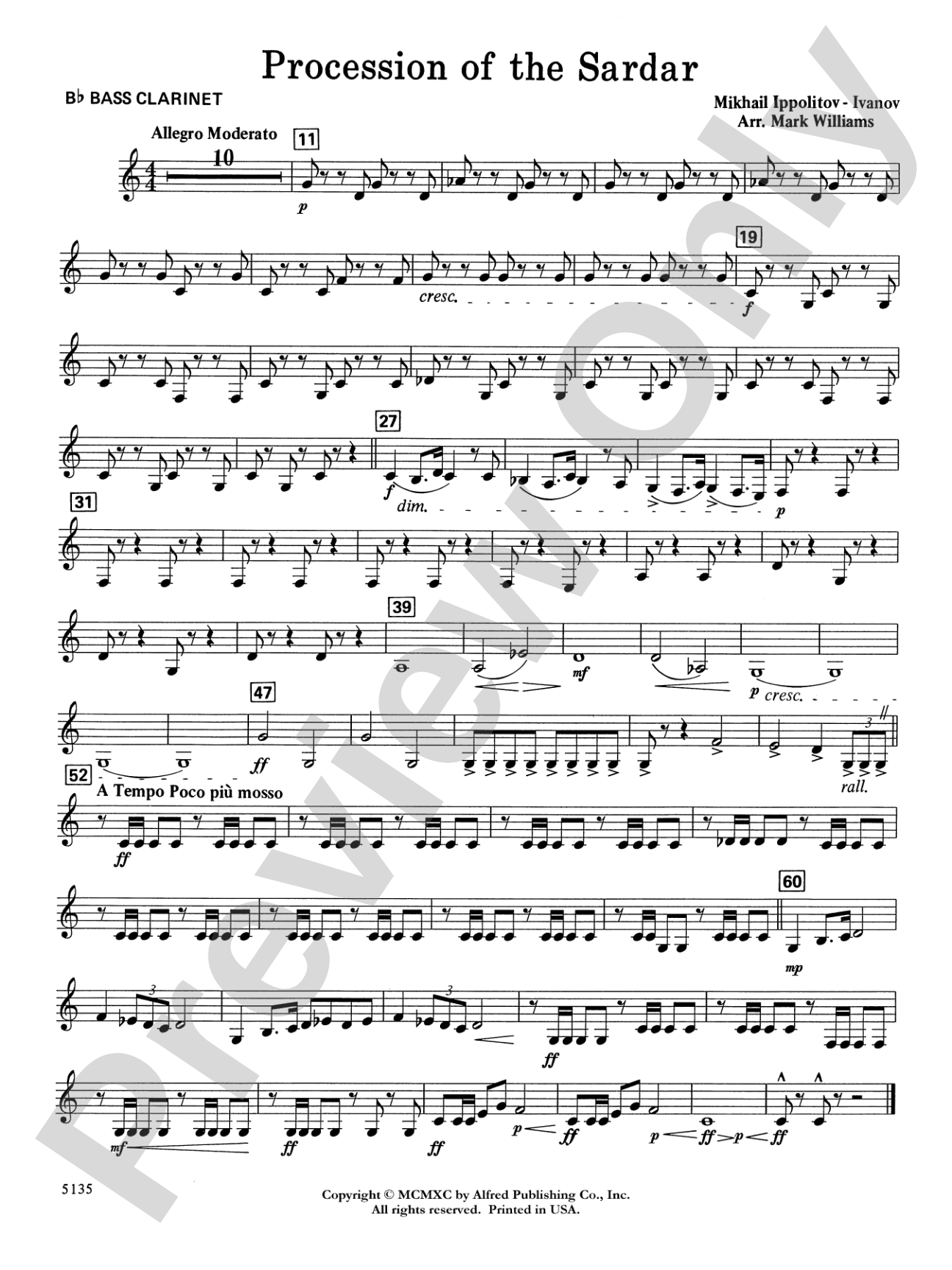 Procession of the Sardar: B-flat Bass Clarinet